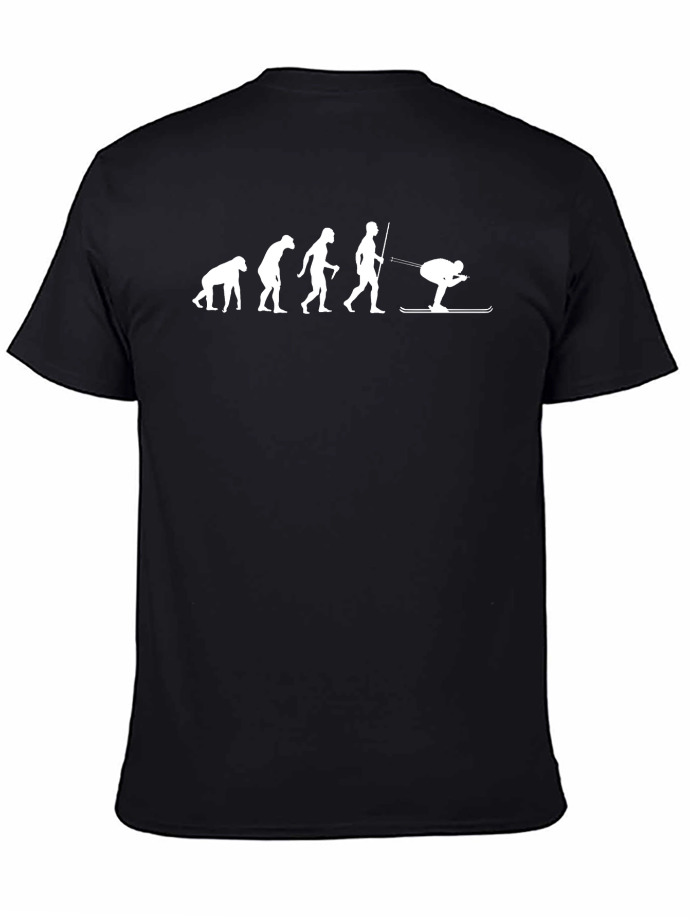 Black Evolution Skiing T-Shirt | Black Tee | Funny Graphic view 4