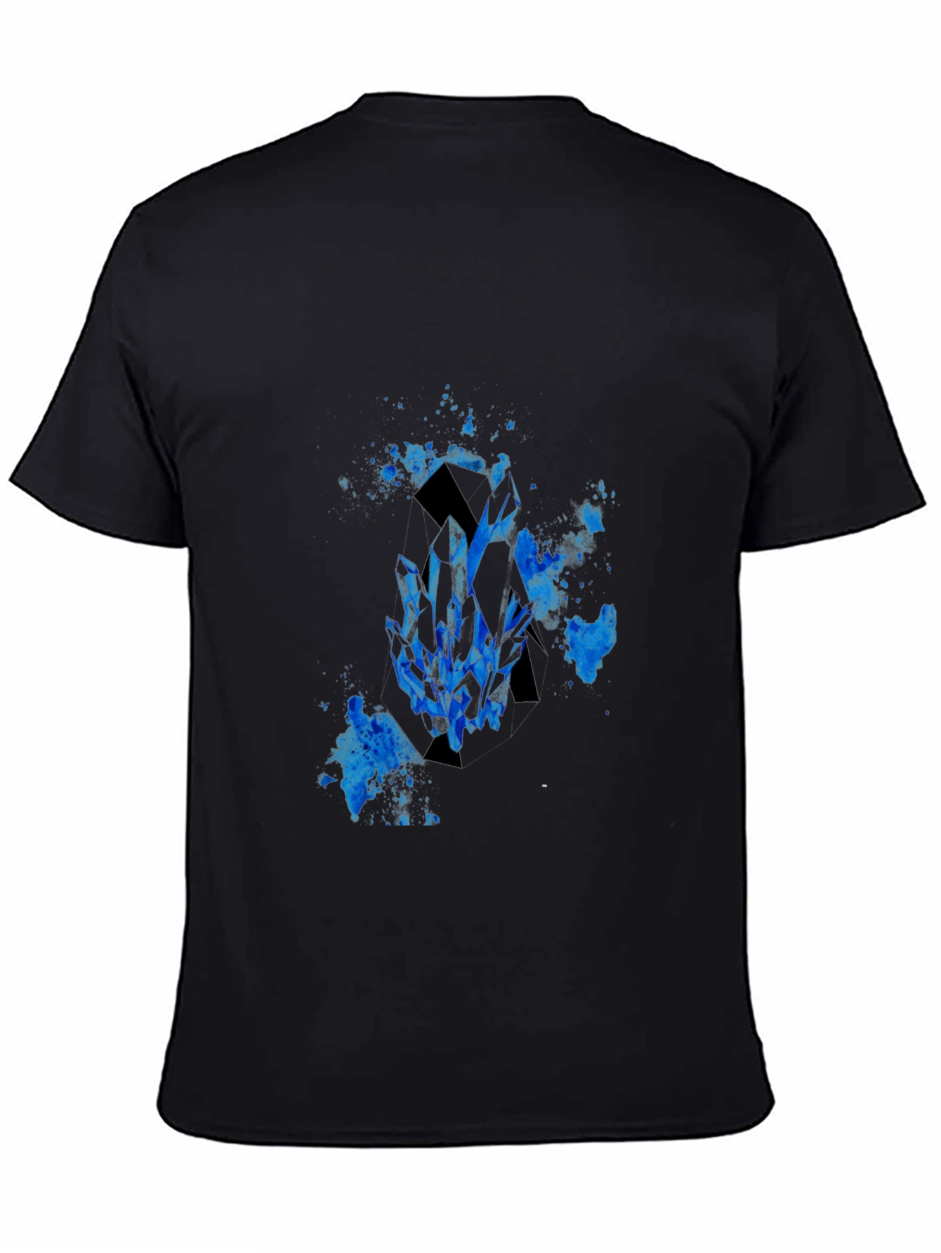 Black Men's Black T-Shirt with Blue Crystal Graphic view 4