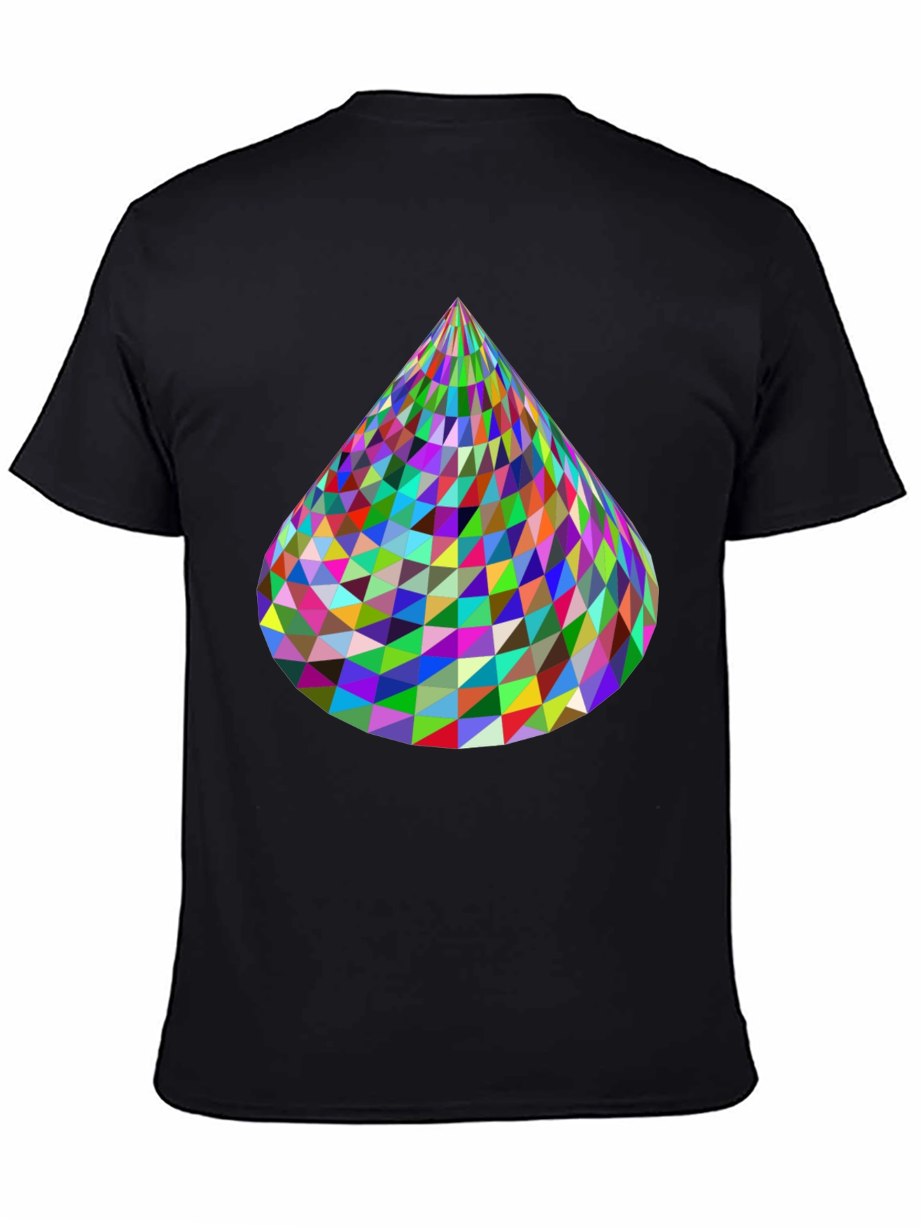 Black Geometric Cone T-Shirt - Vibrant & Modern Design view 4