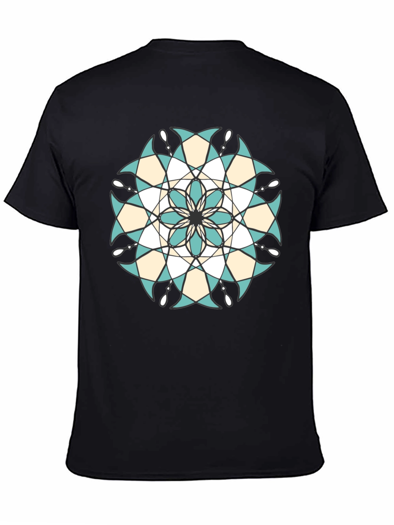 Black Geometric Mandala Graphic Tee - Black view 4