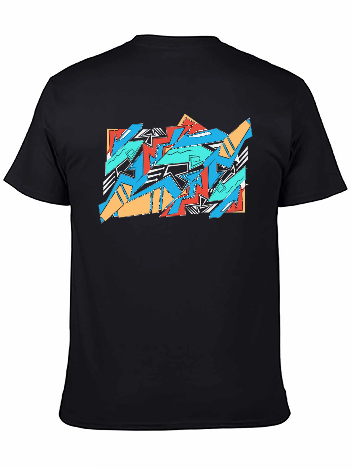 Black Bold Geometric Black T-Shirt view 4