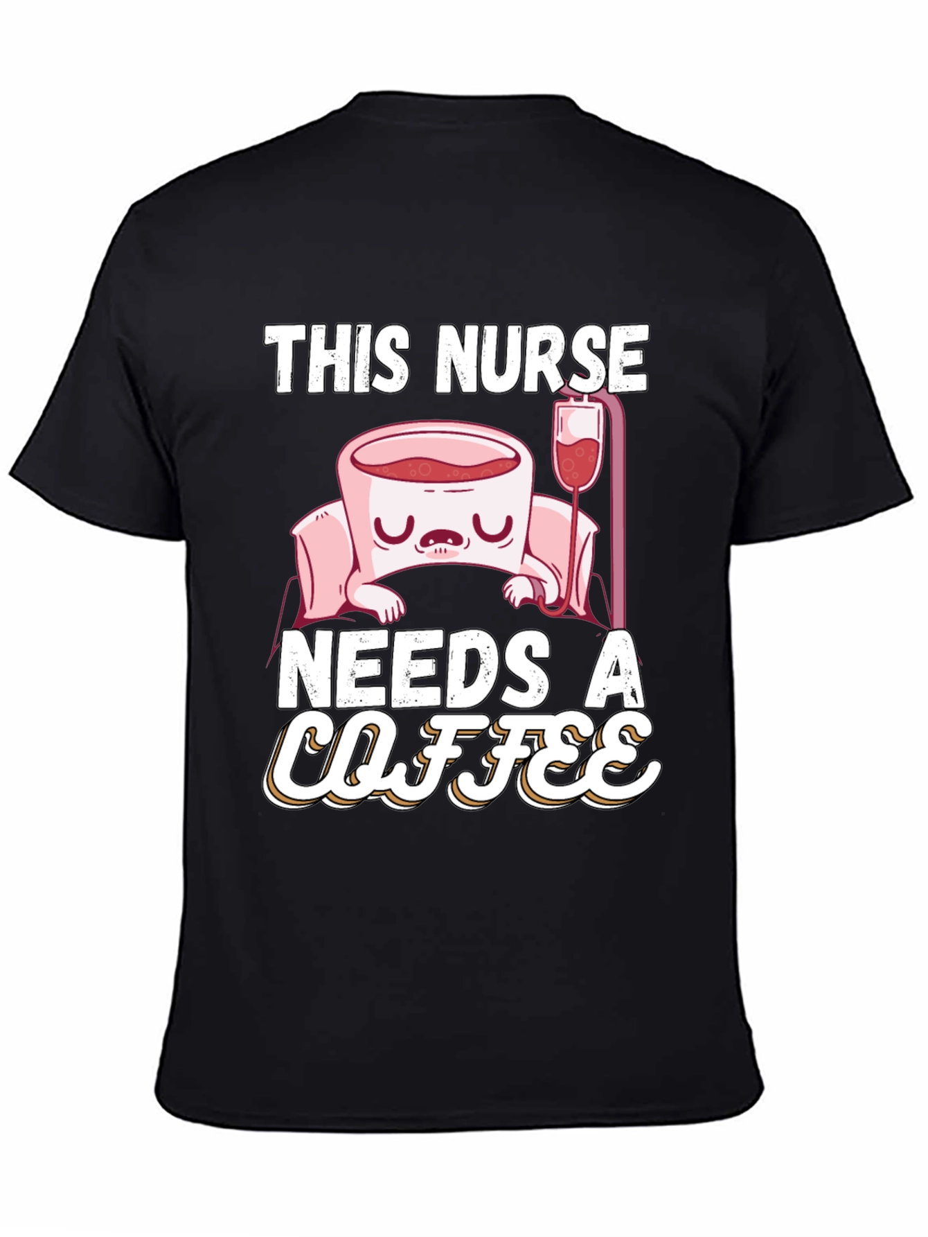 Black Funny Nurse Needs Coffee T-Shirt view 4