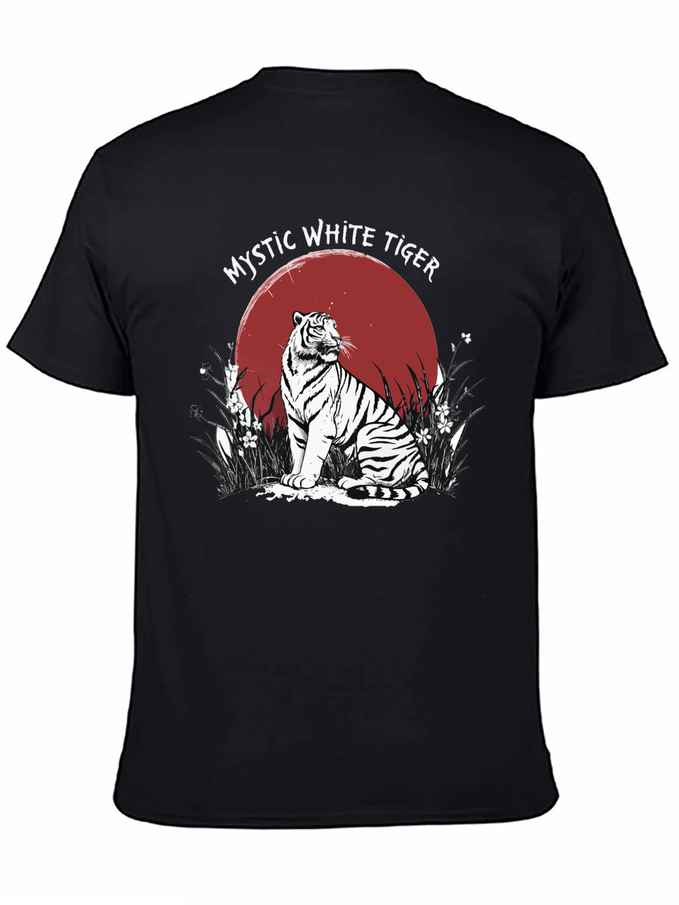 Black Mystic White Tiger Graphic T-Shirt view 4