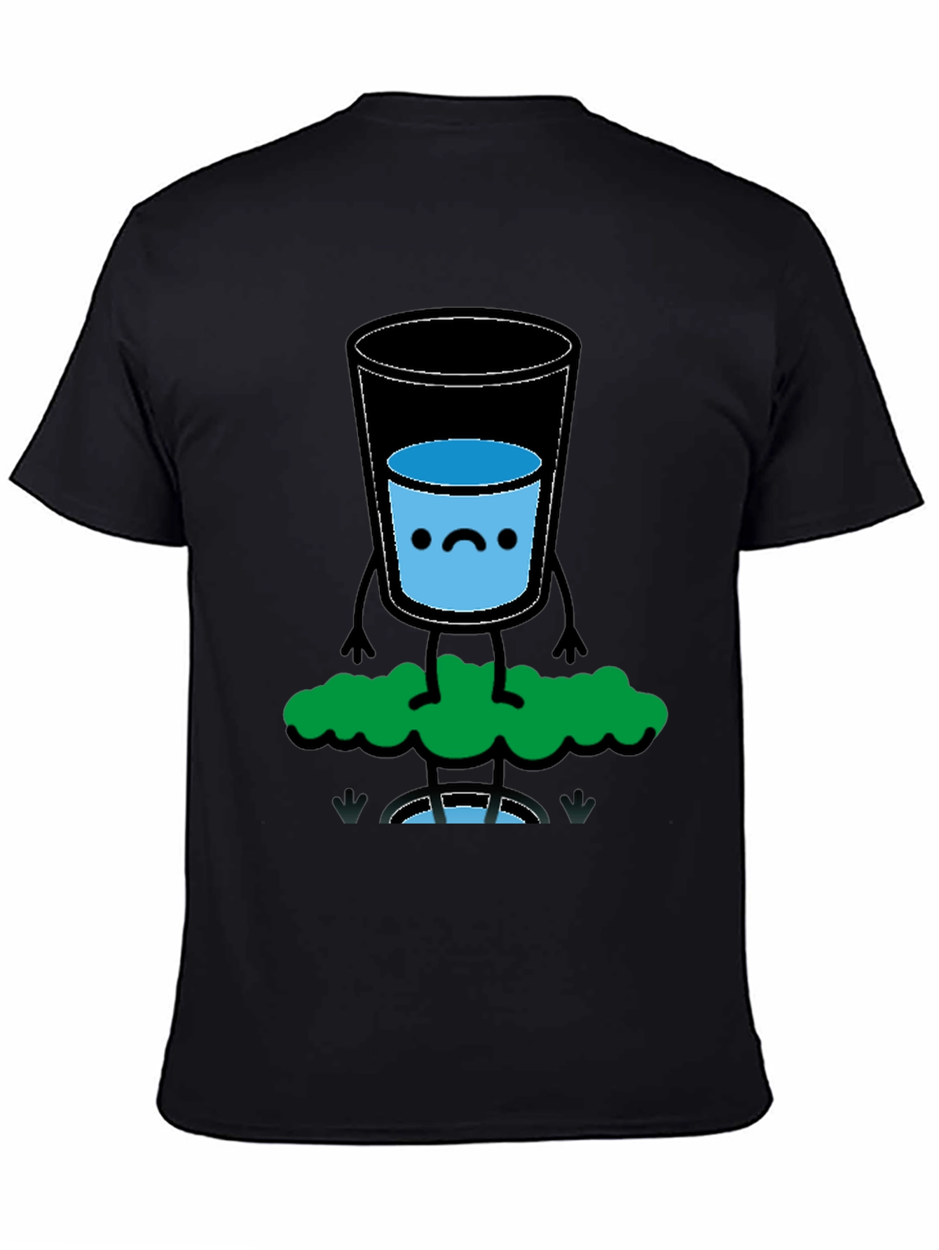 Black Funny Water Glass Graphic Tee - Black Cotton T-Shirt view 4
