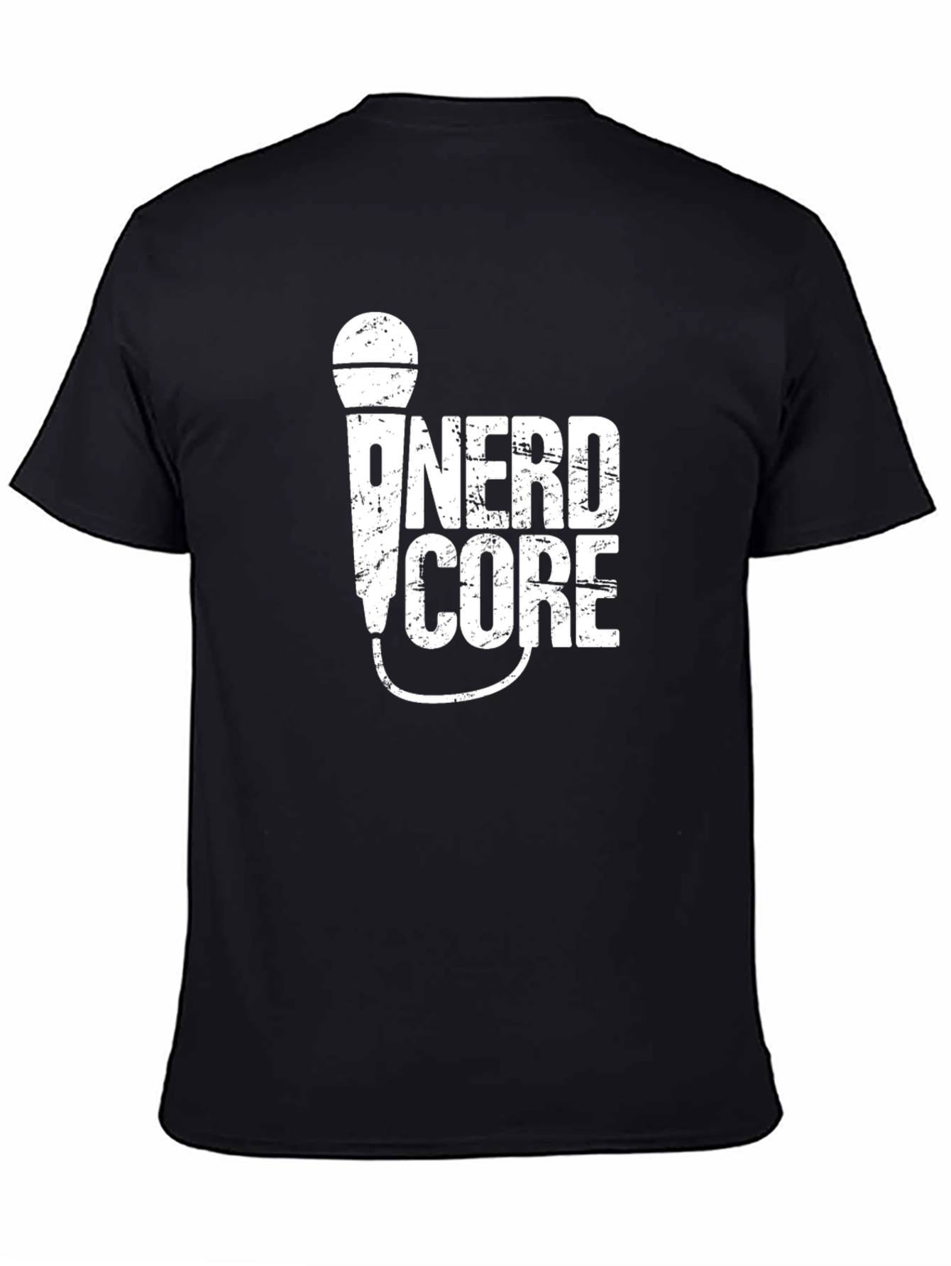 Black Nerdcore Microphone Black T-Shirt view 4