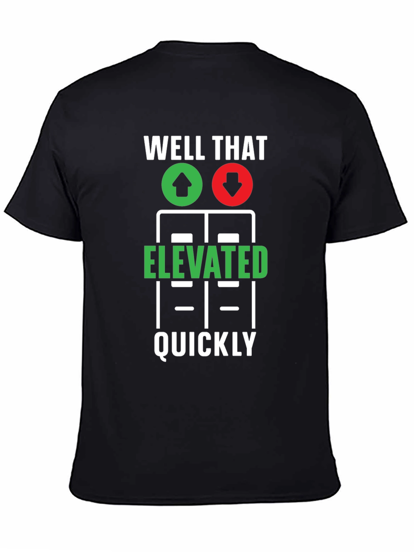 Black Elevated Quickly T-Shirt - Funny Stock Market Tee view 4