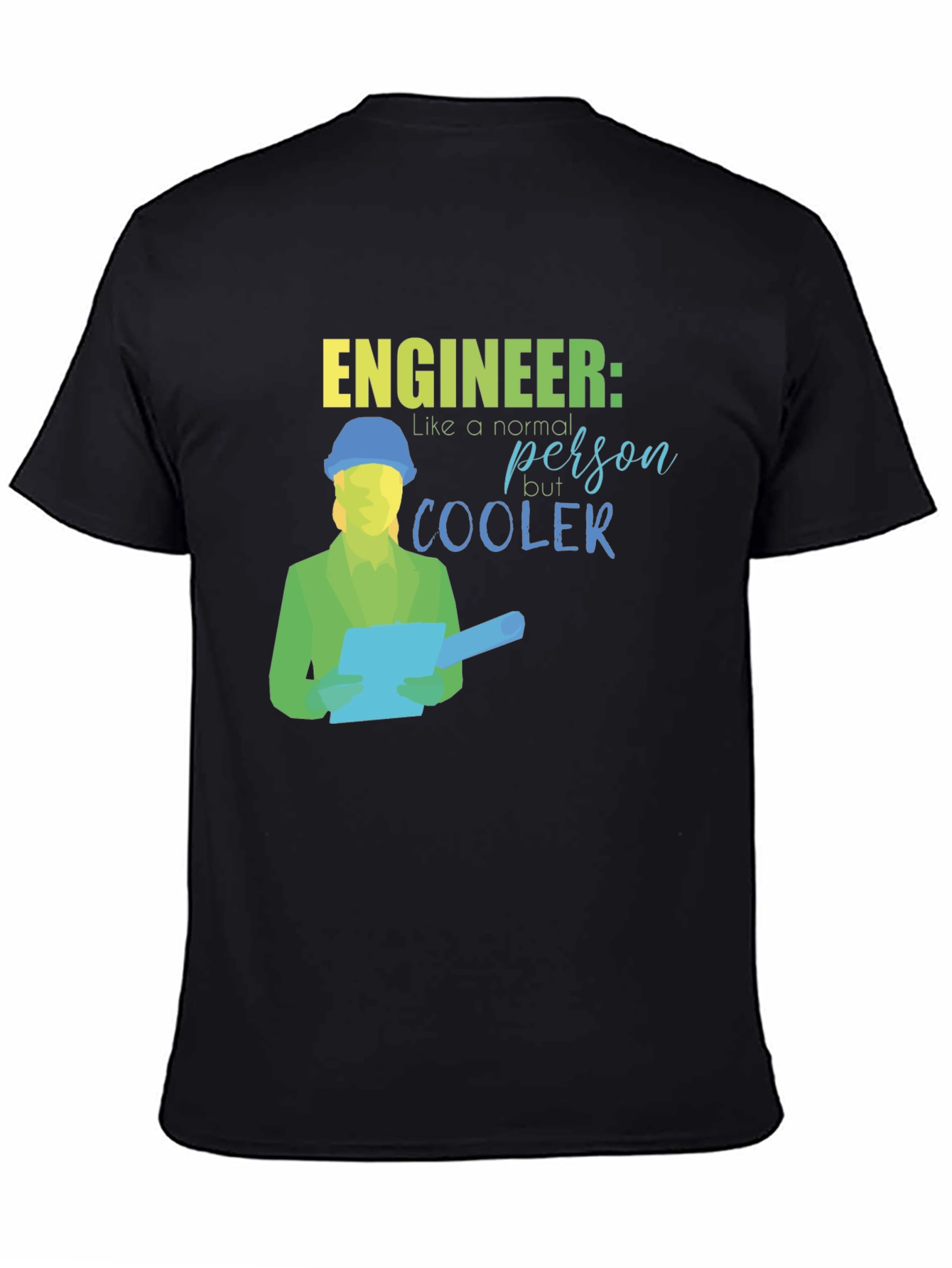 Black Engineer Cooler Black T-Shirt view 4