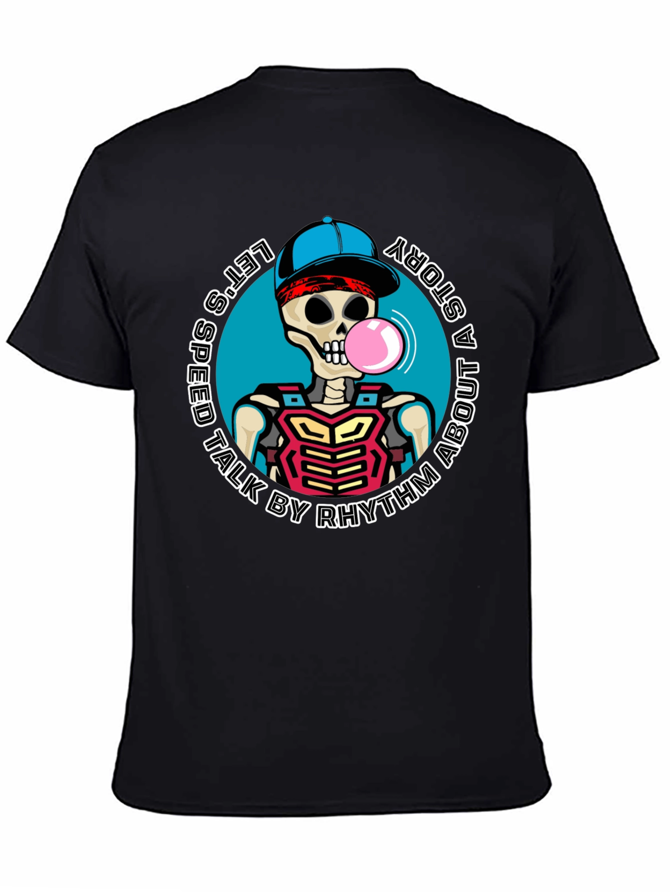 Black Let's Speed Talk by Rhythm Skeleton T-Shirt view 4