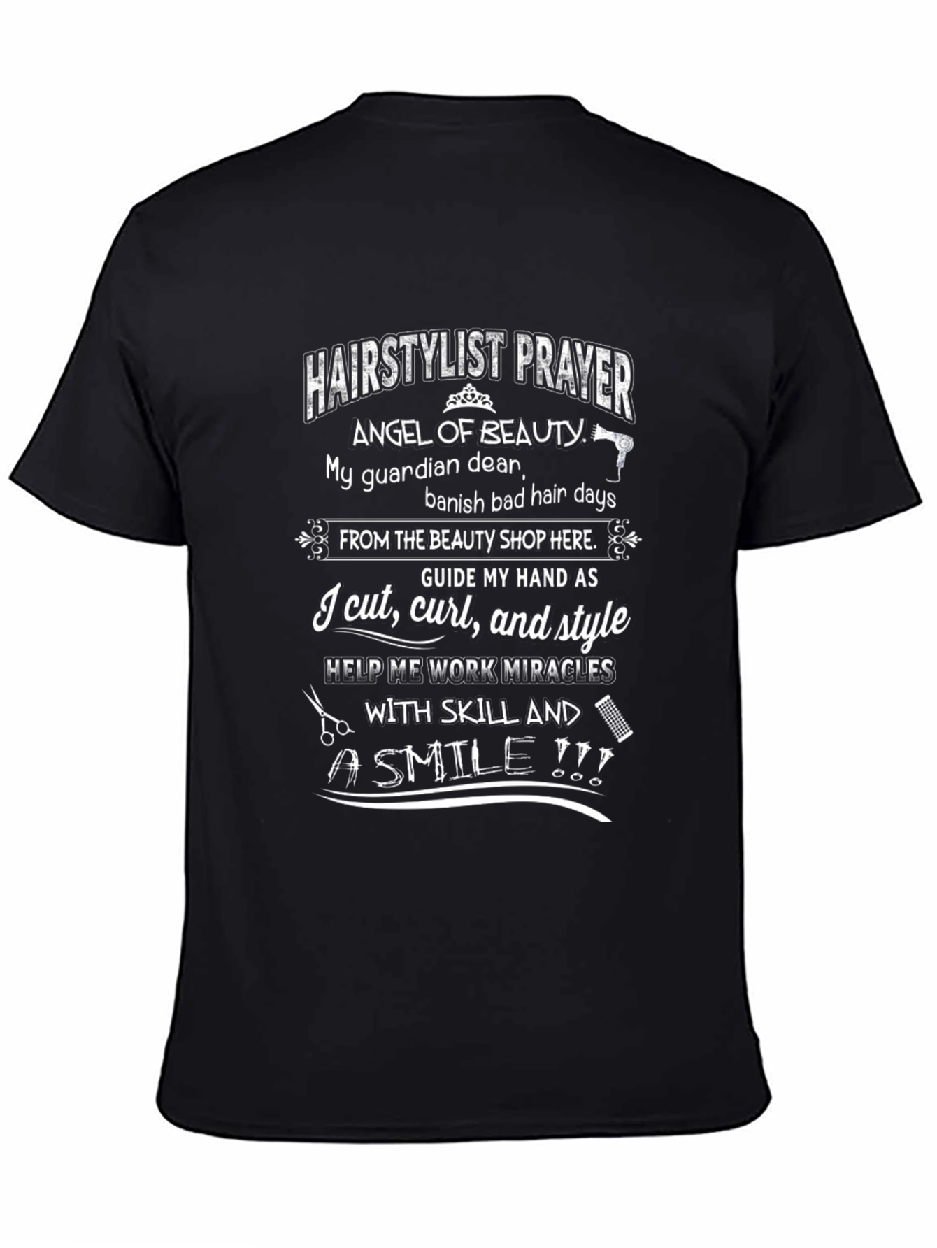 Black Hairstylist Prayer Graphic T-Shirt - Beauty Professional Tee view 4