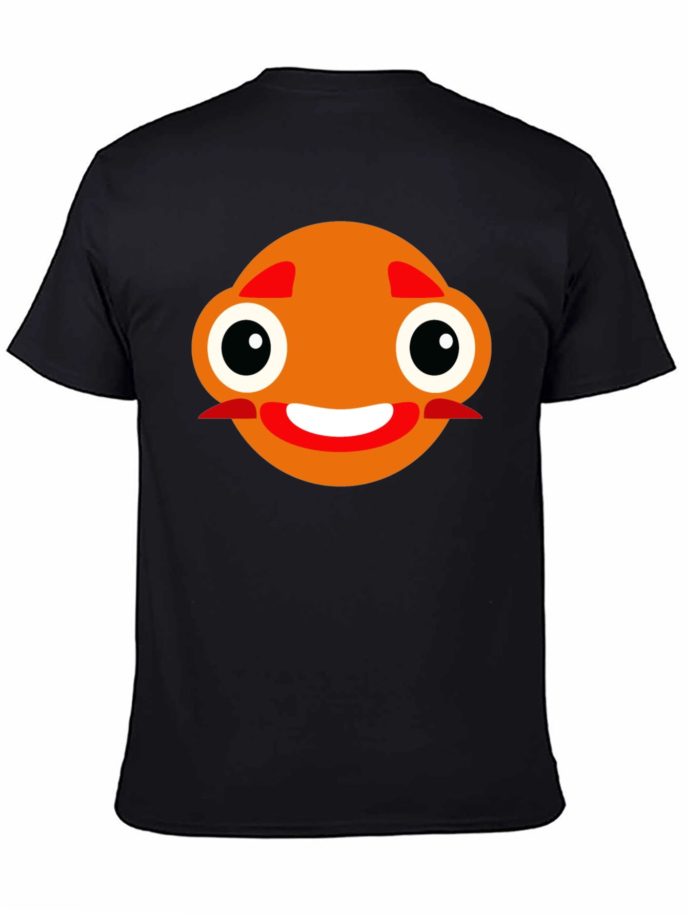 Black Funny Orange Face Black T-Shirt view 4