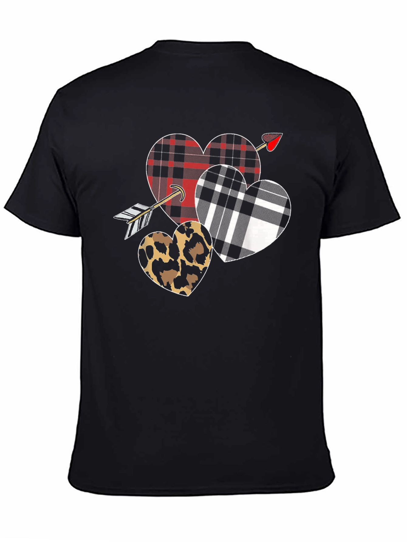 Black Heart Arrow T-Shirt Valentine's Day Black Graphic Tee view 4