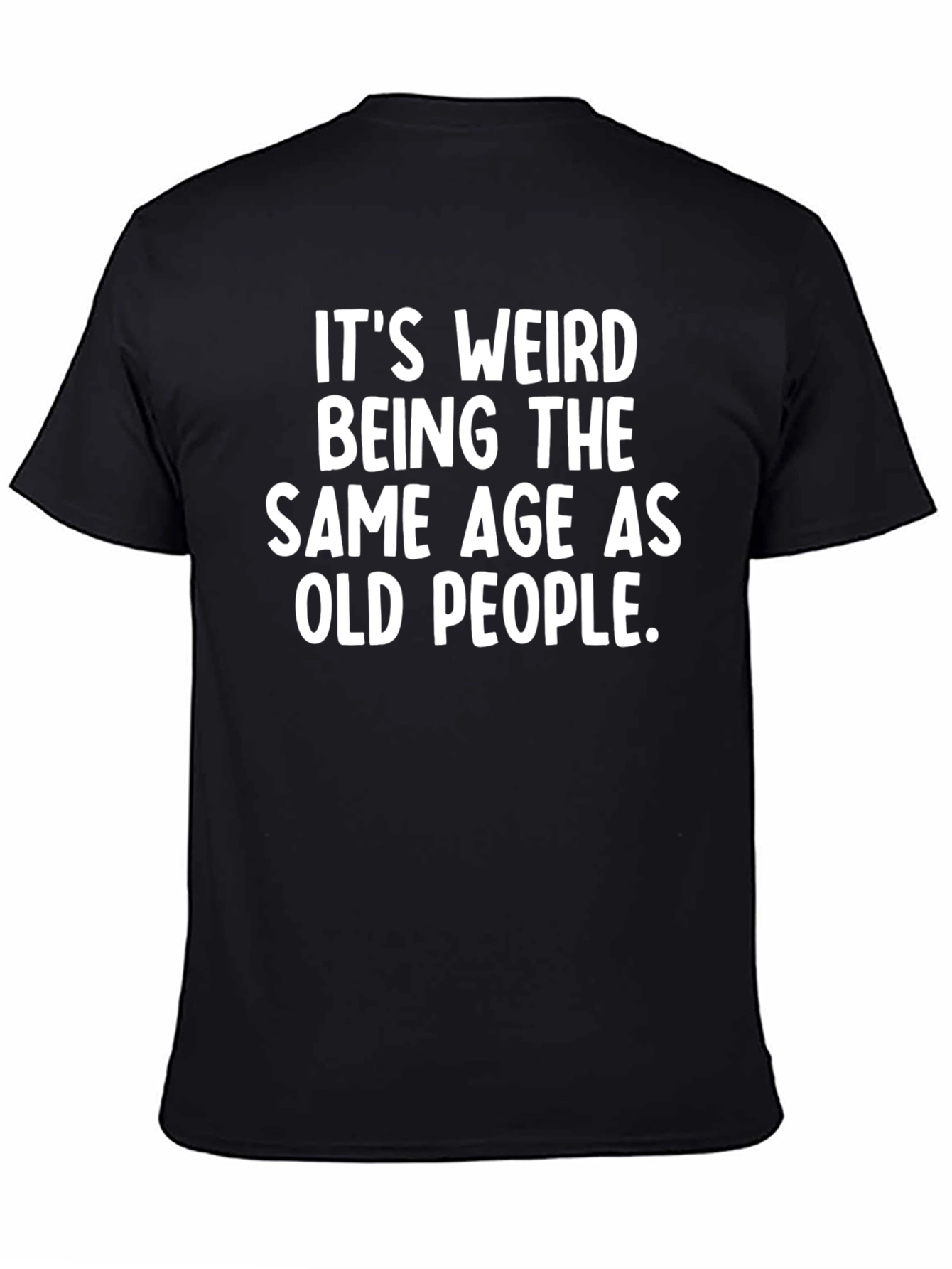 Black Funny "Old People" Graphic Tee - Black Cotton T-Shirt view 4