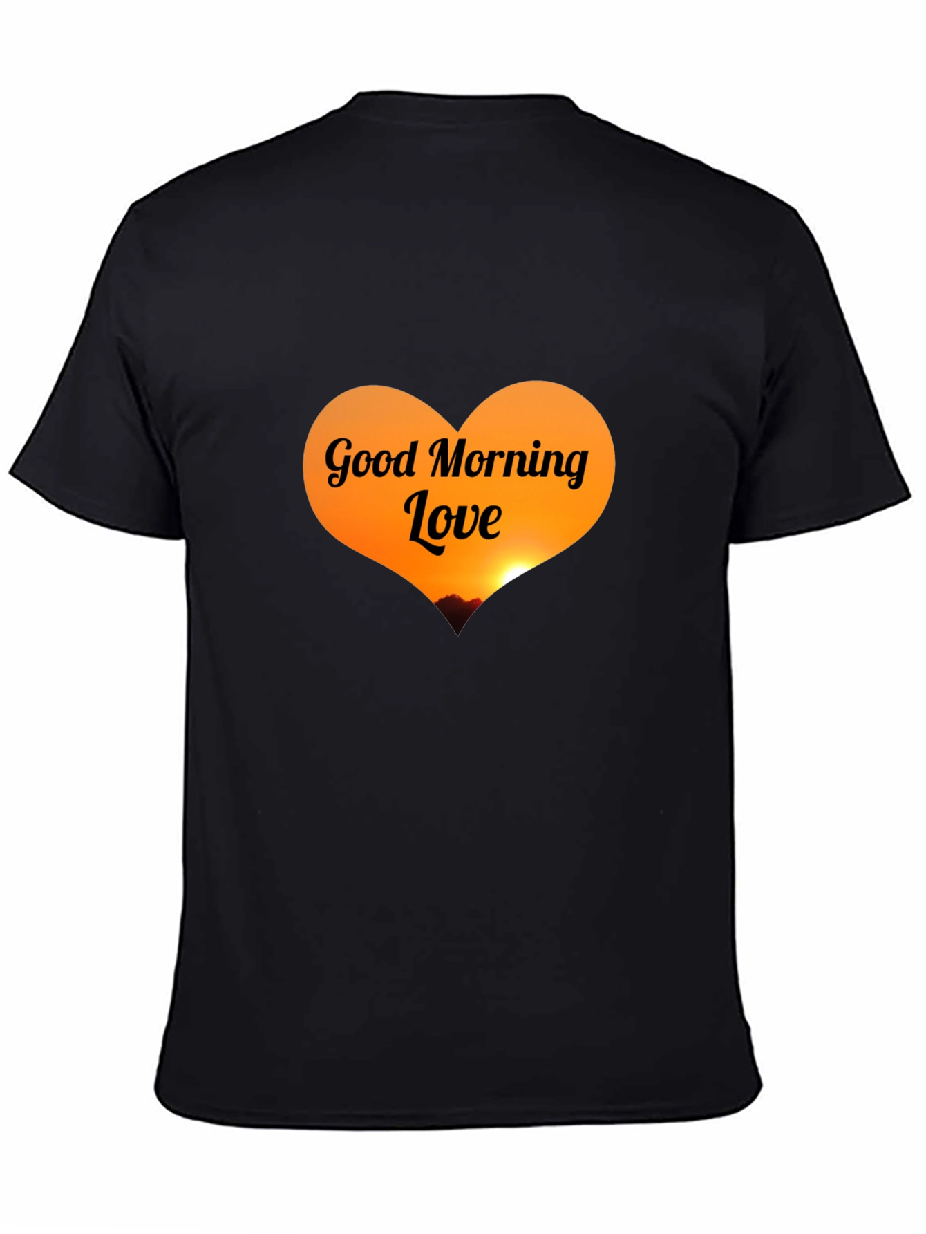 Black Good Morning Love Black T-Shirt view 4