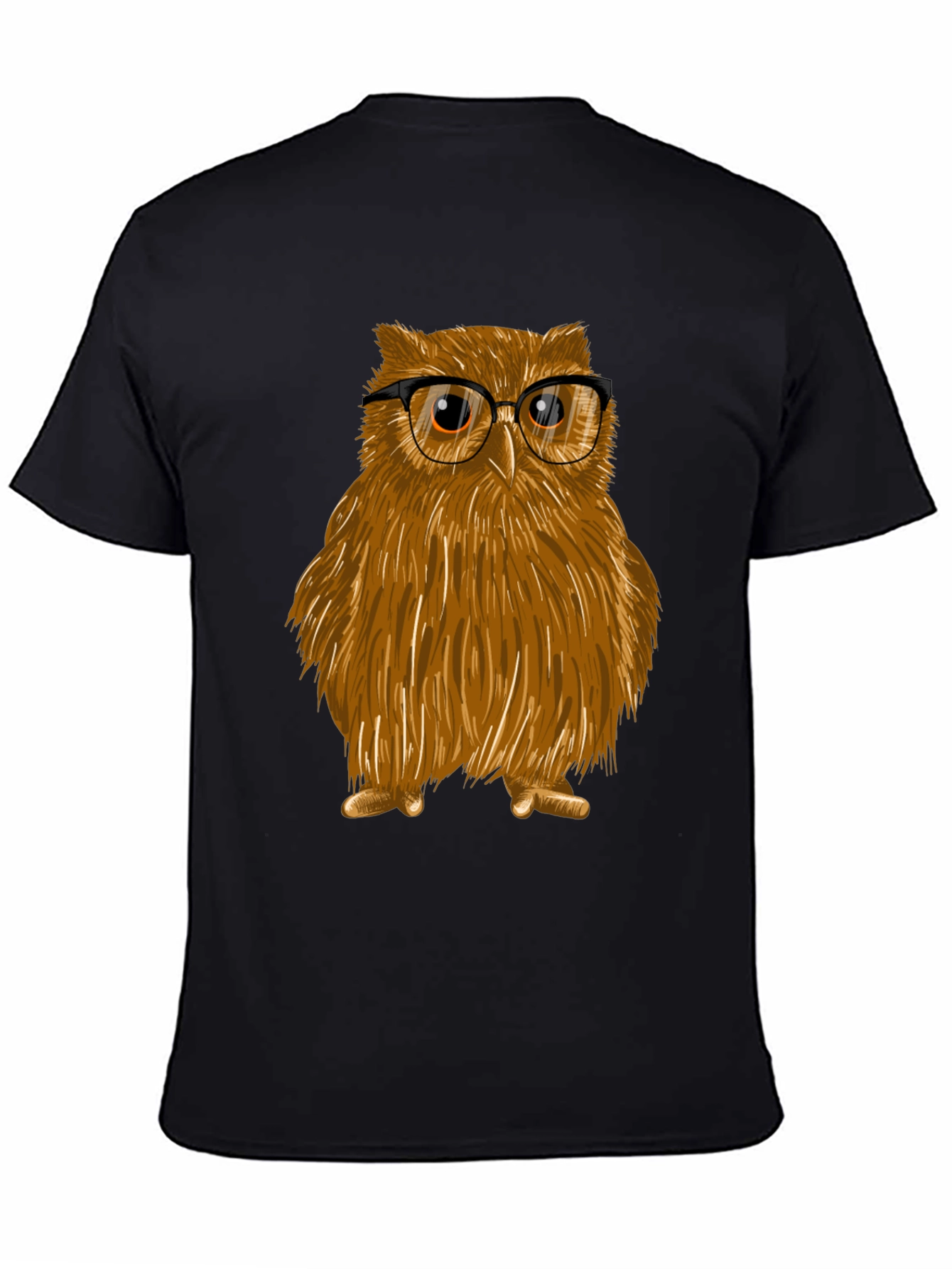 Black Owl with Glasses Graphic Tee - Unisex Cotton T-Shirt view 4