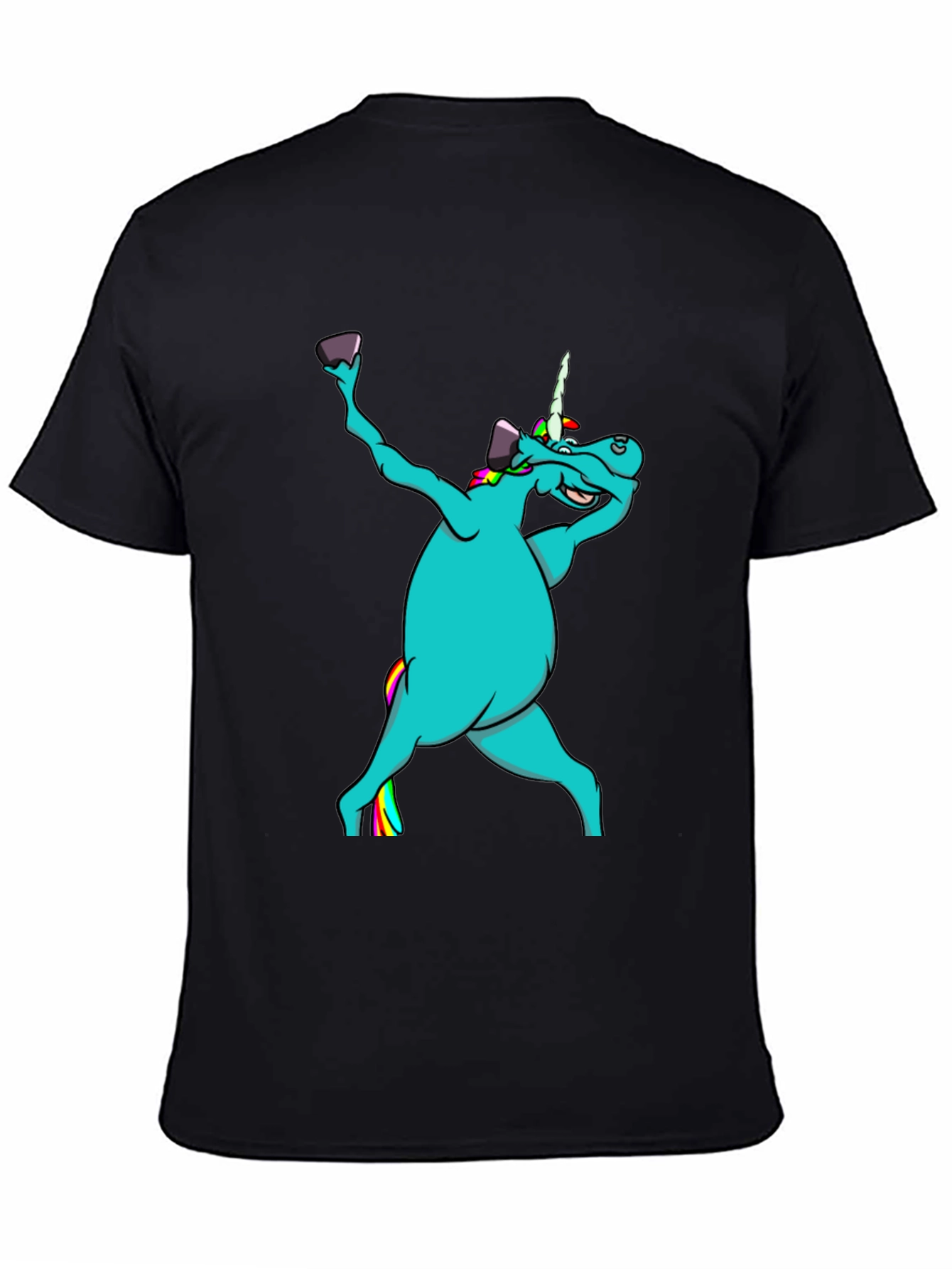 Black Unicorn Dabbing Graphic T-Shirt - Black view 4
