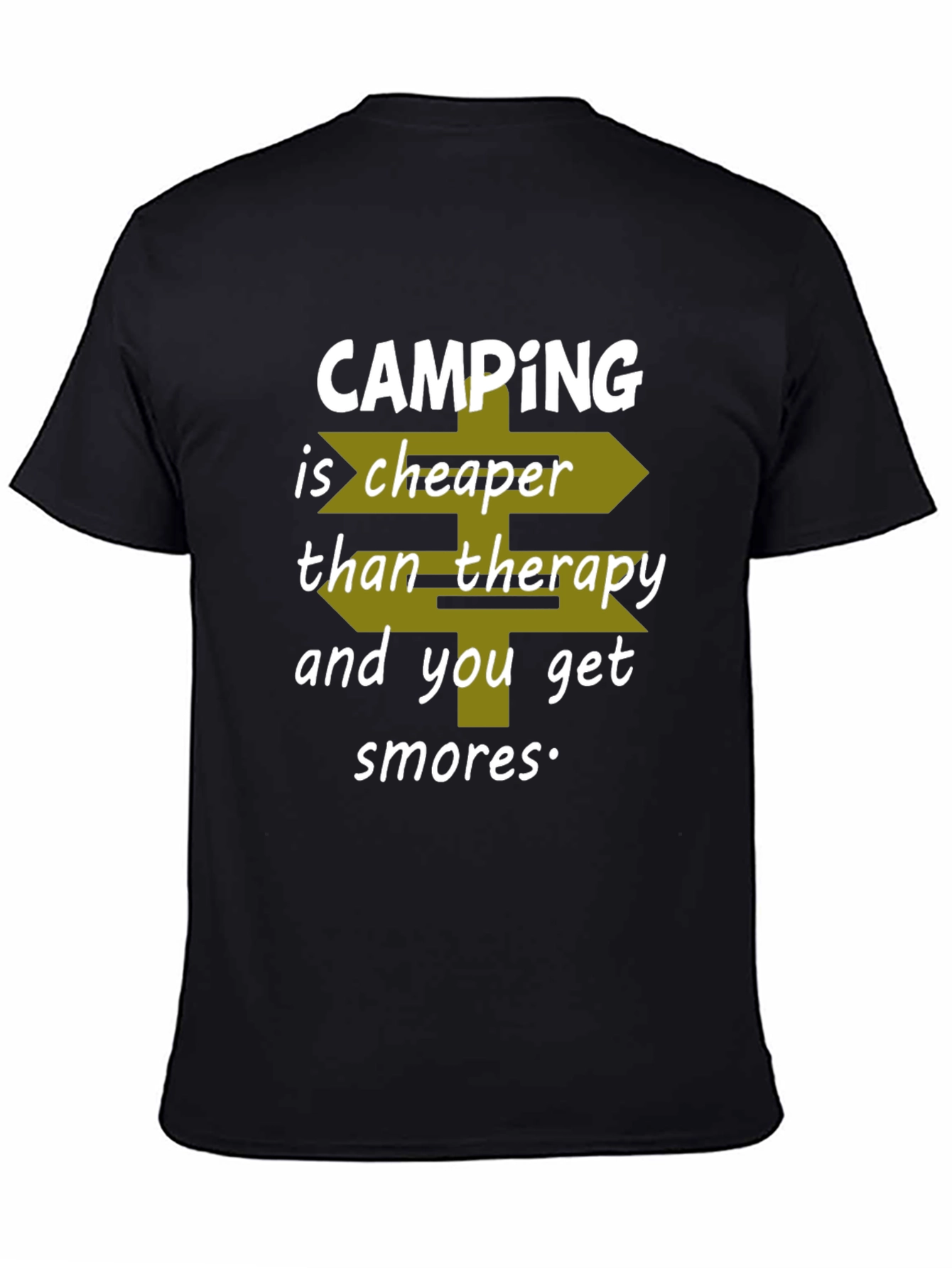 Black Camping Cheaper Than Therapy Graphic T-Shirt view 4