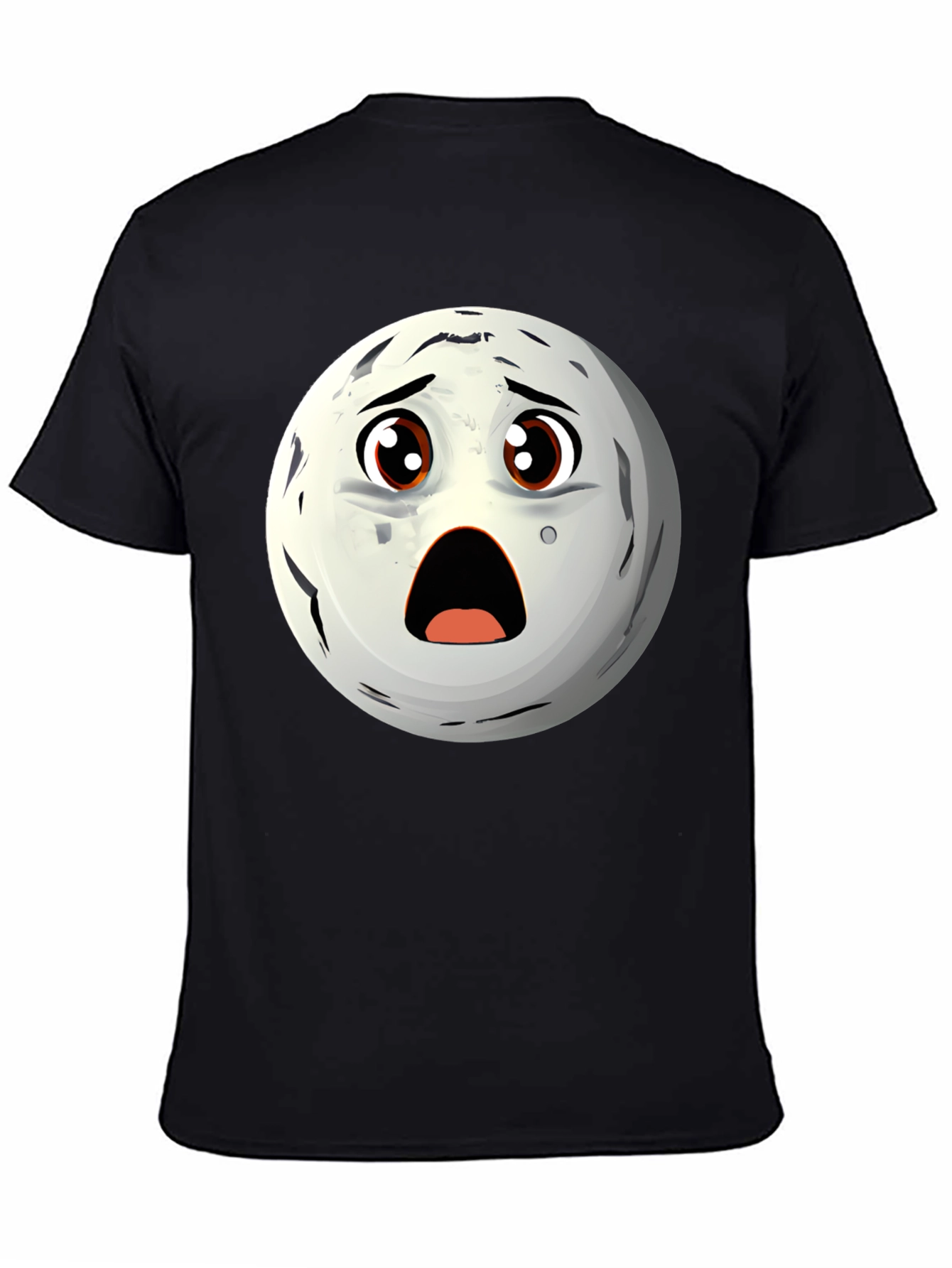 Black Surprised Moon Face Graphic T-Shirt view 4