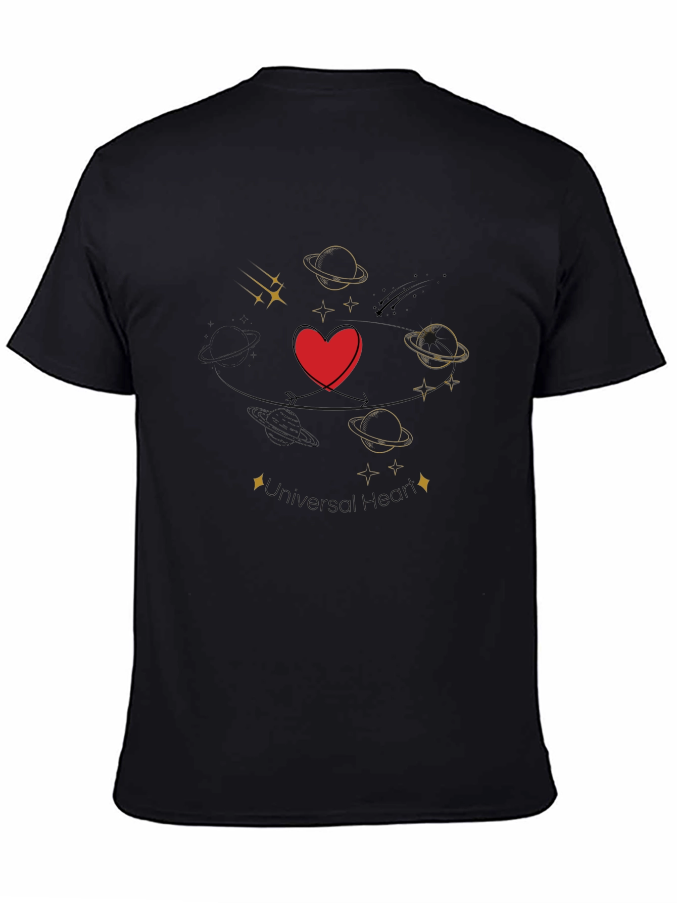 Black Heart & Planets Graphic Tee view 4