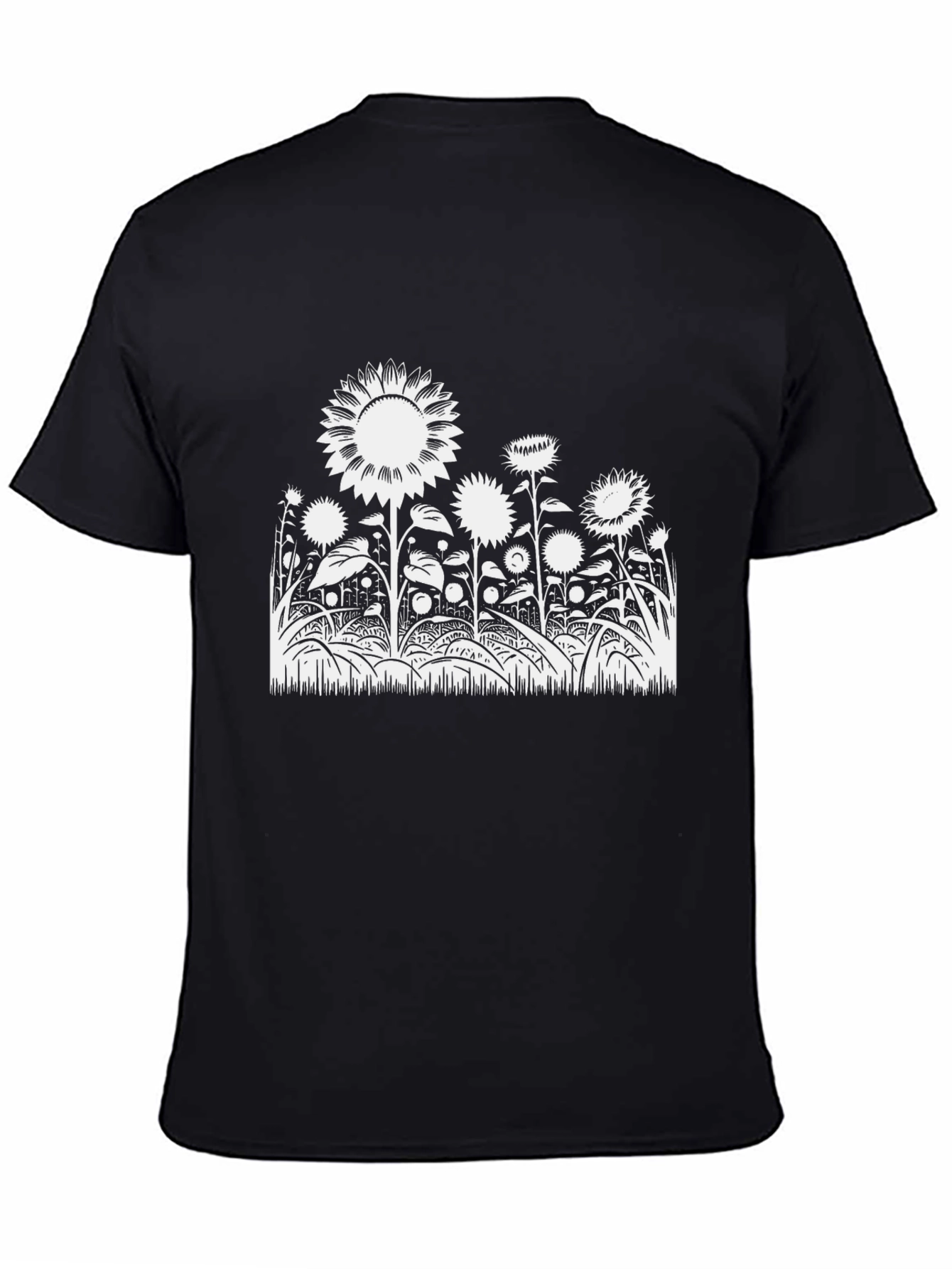 Black Sunflower Graphic Tee - Stylish Black Cotton T-Shirt view 4