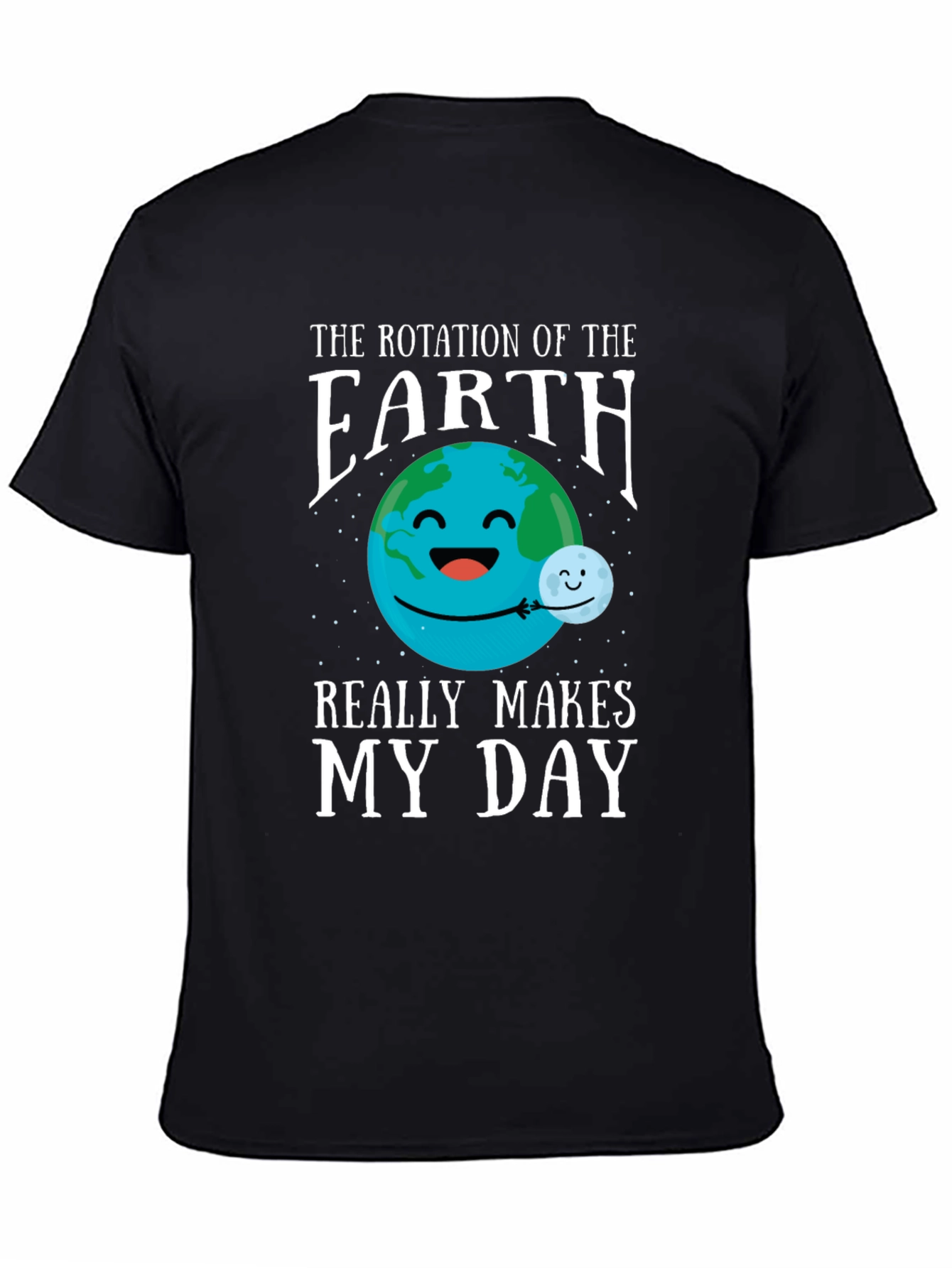 Black Funny Earth Rotation T-Shirt view 4