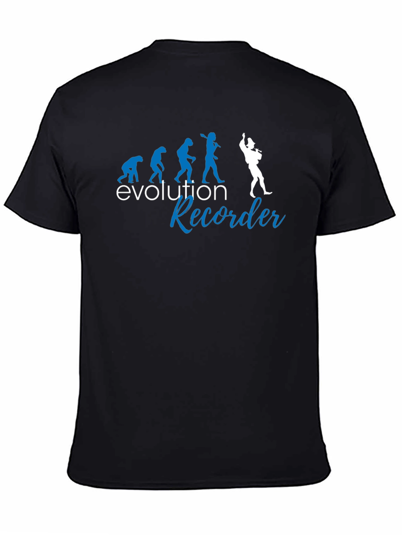 Black Evolution Recorder T-Shirt - Humorous Musician Tee view 4