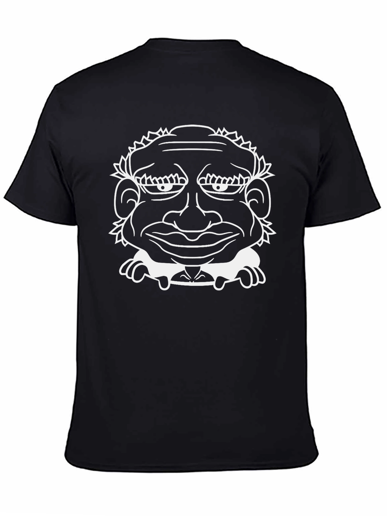 Black Humorous Face Graphic T-Shirt - Black Cotton Tee view 4