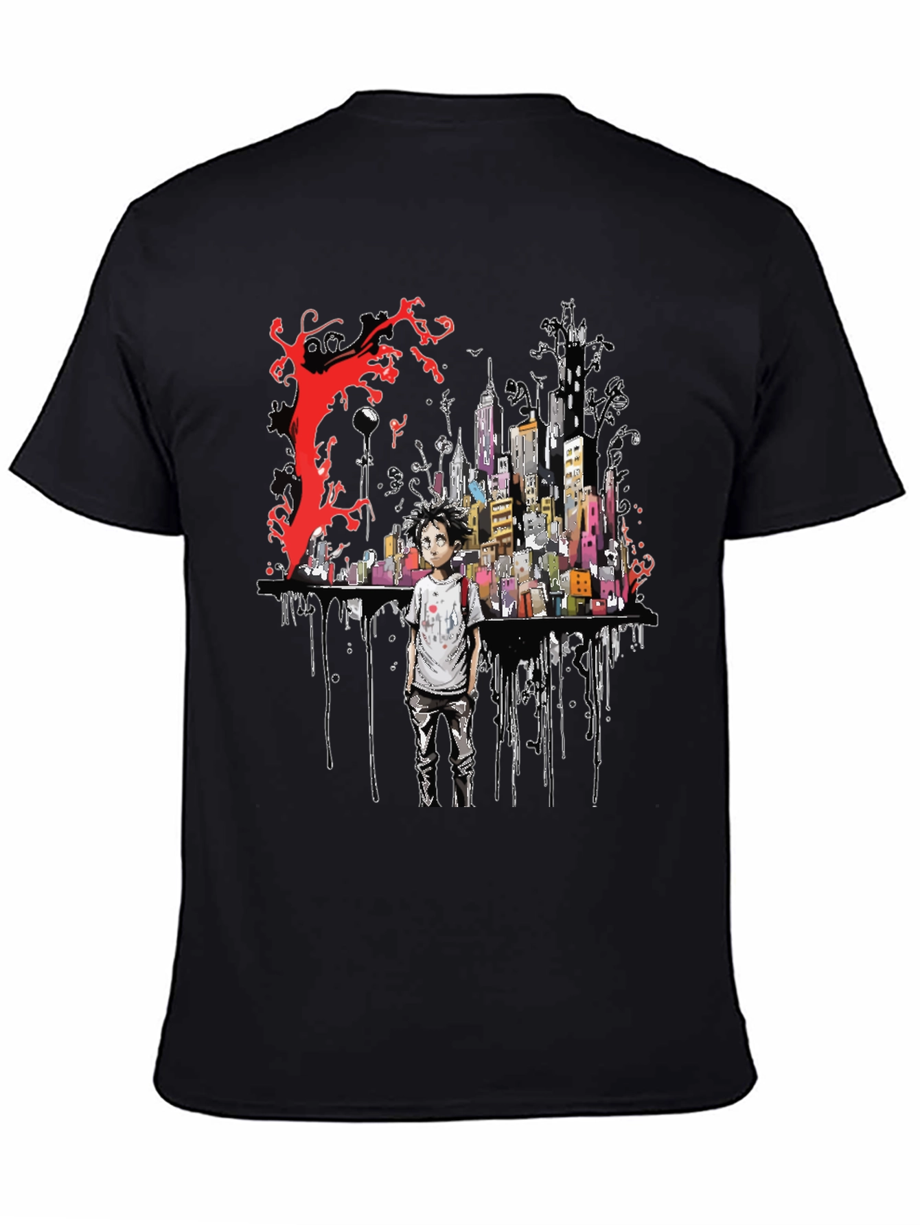 Black Urban Dystopia Graphic Tee - Black Cotton view 4
