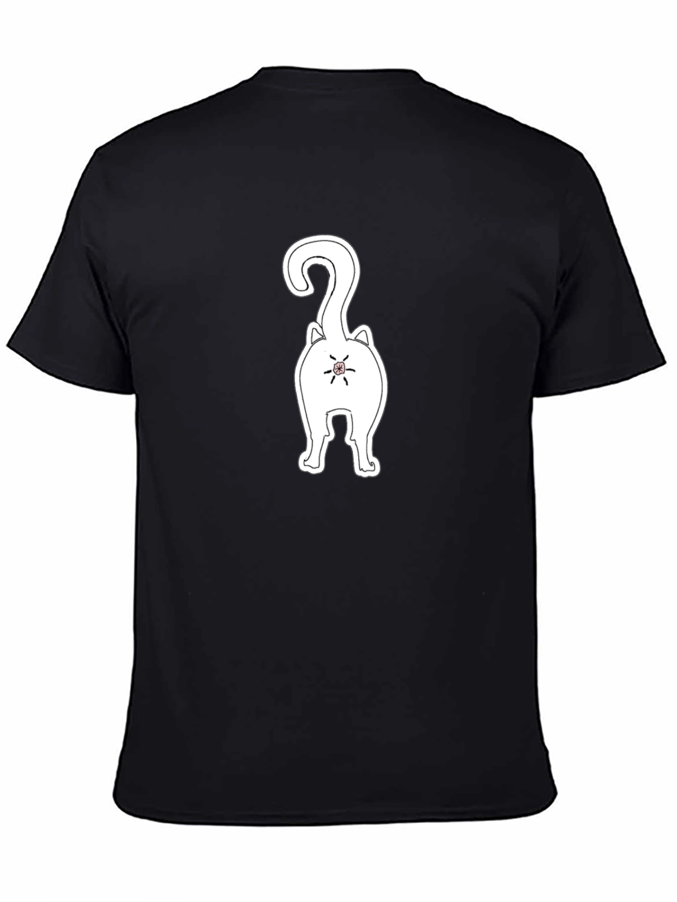 Black Funny Cat Butt Black T-Shirt view 4