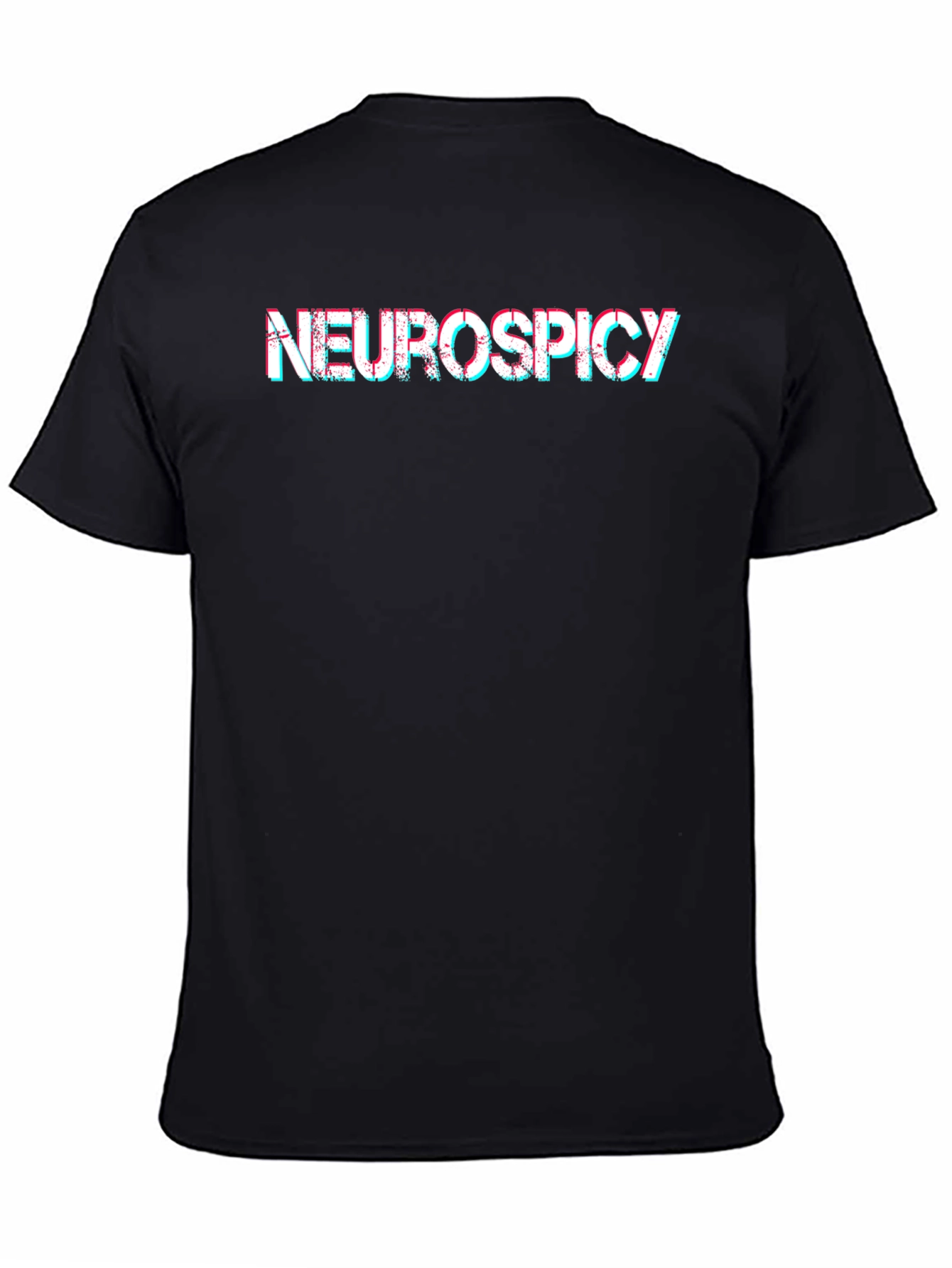 Black Neurospicy T-Shirt - Black Glitch Text Tee view 4