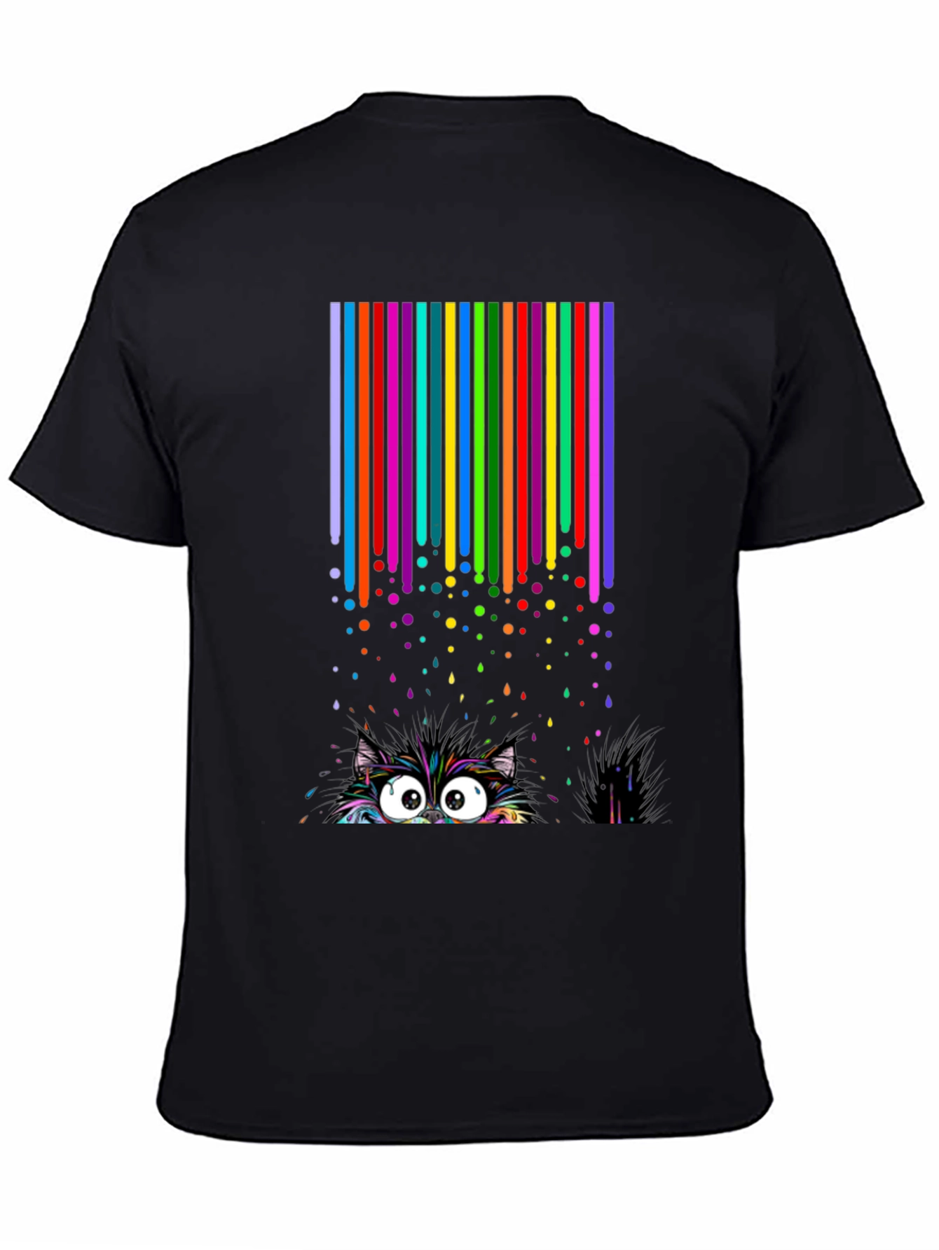 Black Colorful Cat Peek T-Shirt view 4