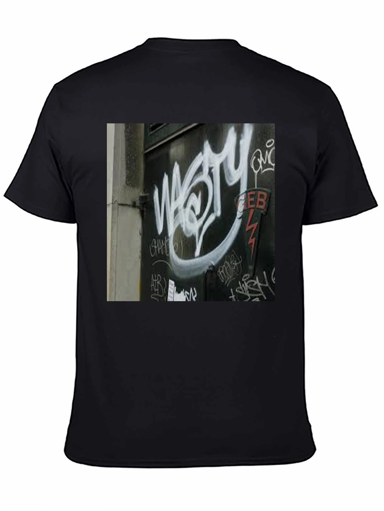Black Urban Graffiti Tee - Street Art Style view 4