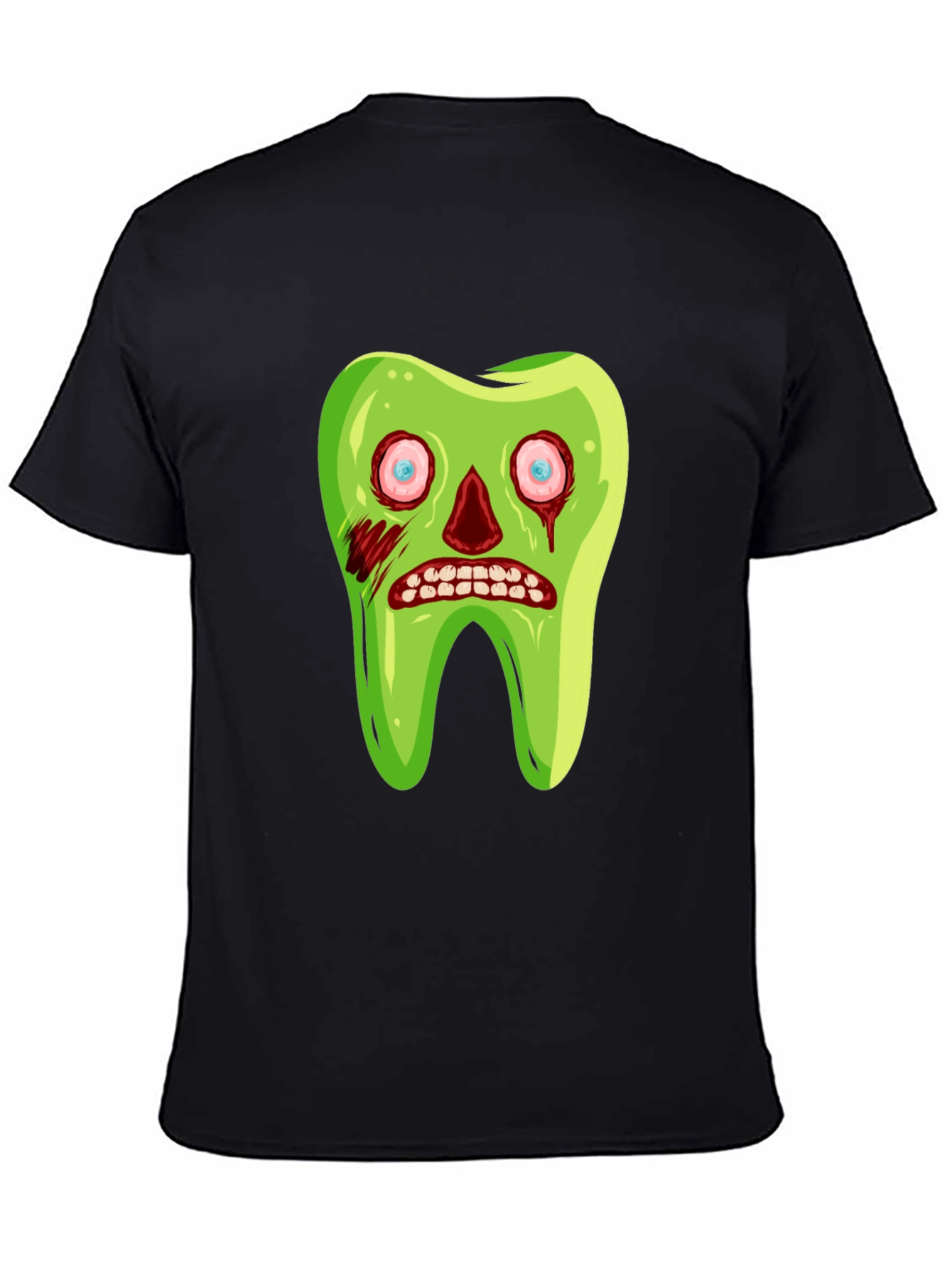 Black Zombie Tooth Graphic Tee - Novelty Halloween Shirt view 4