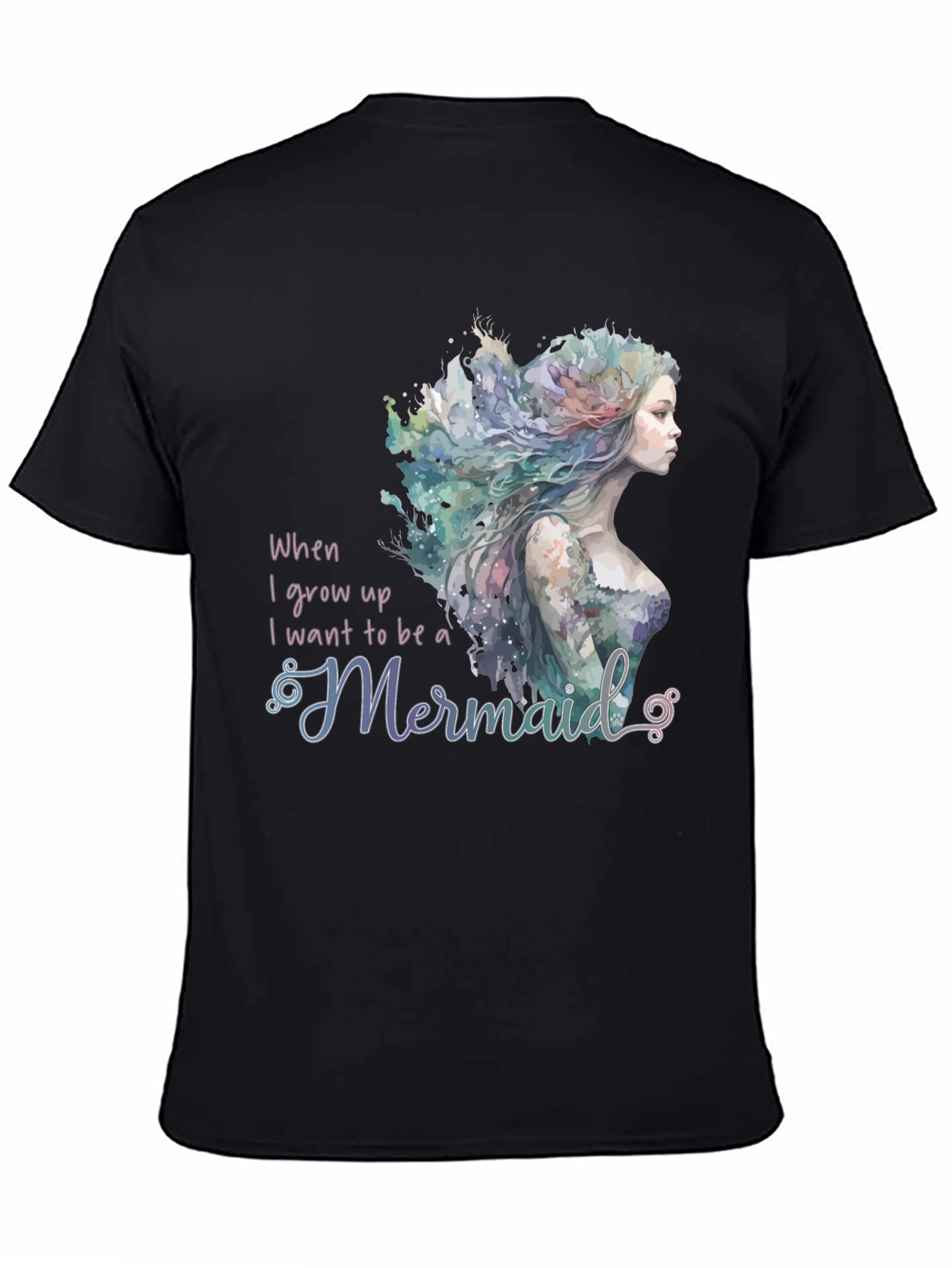 Black Mermaid Wish Graphic Tee - Black Crew Neck view 4