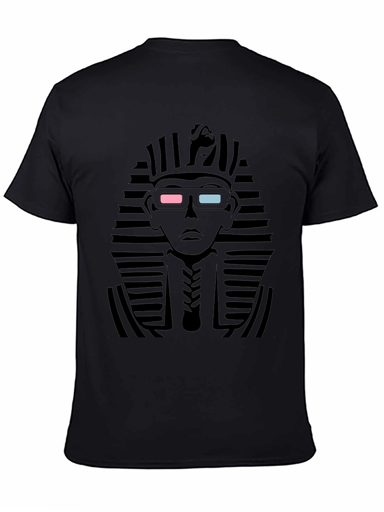 Black Anaglyph Pharaoh Graphic Tee - Black Cotton T-Shirt view 4