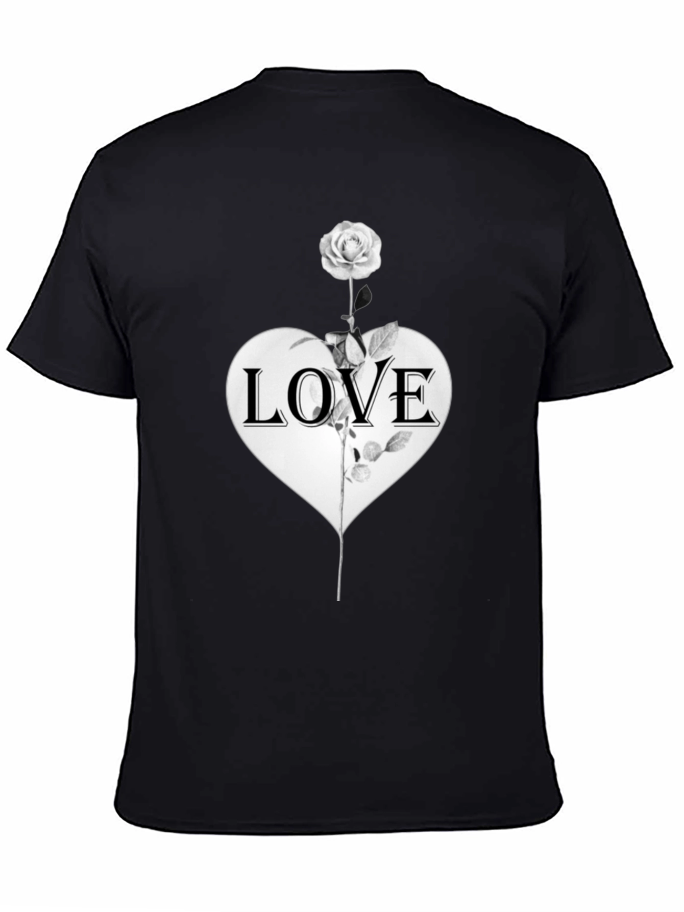 Black Love Rose Graphic Tee - Stylish Unisex Black T-Shirt view 4