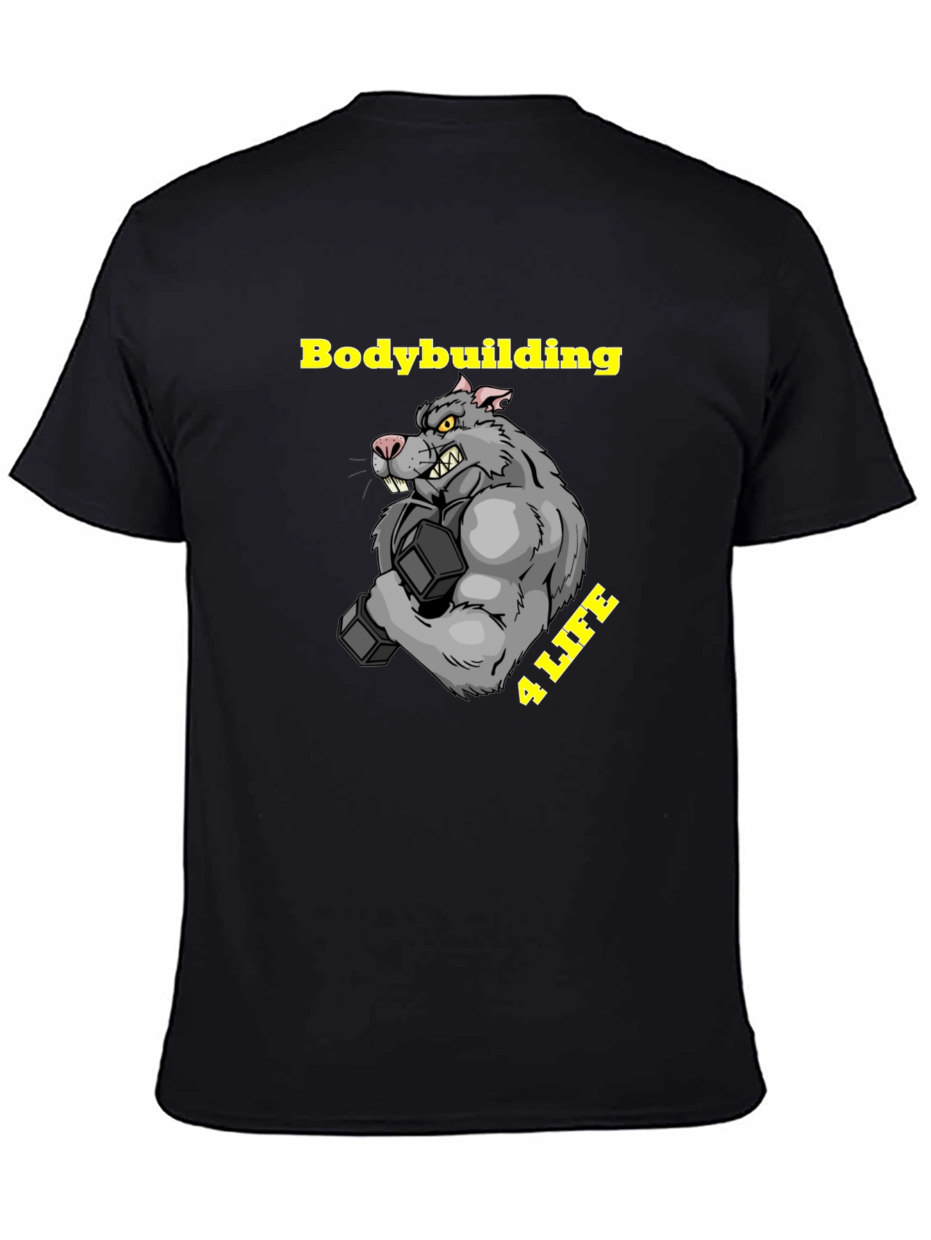 Black Bodybuilding Rat Black T-Shirt view 4