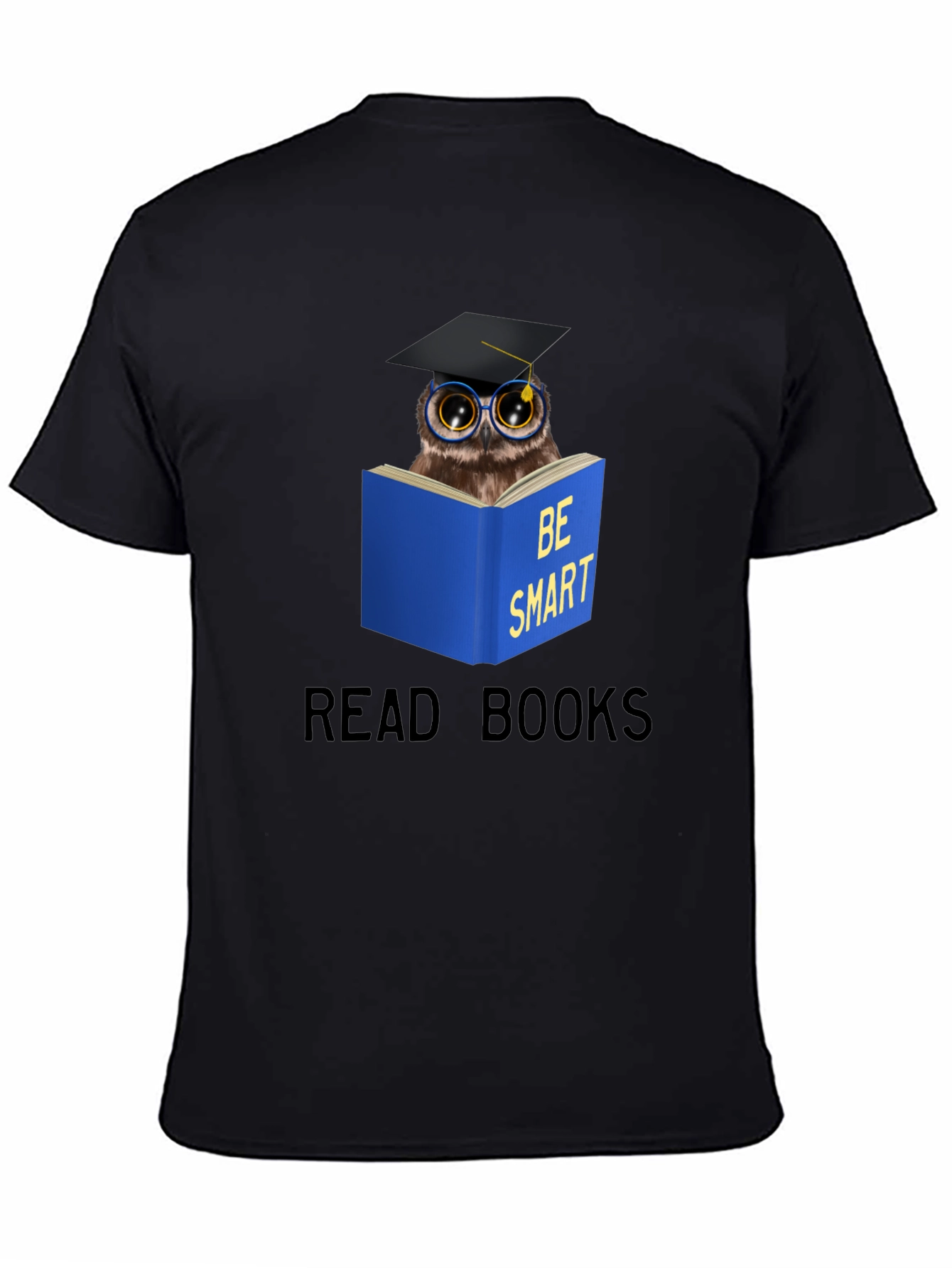 Black Be Smart Owl Reading T-Shirt view 4