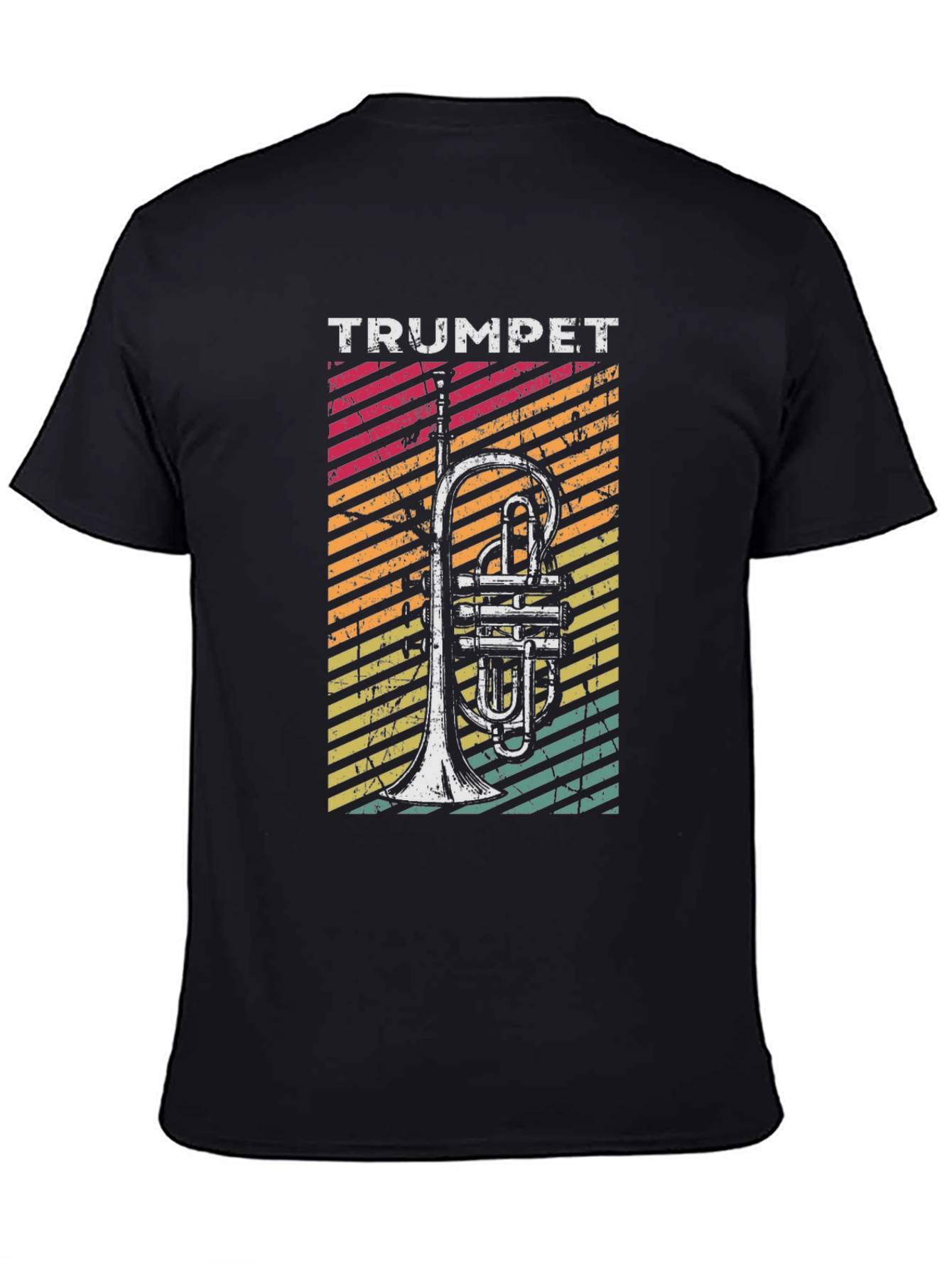 Black Retro Trumpet T-Shirt - Vintage Style Music Tee view 4