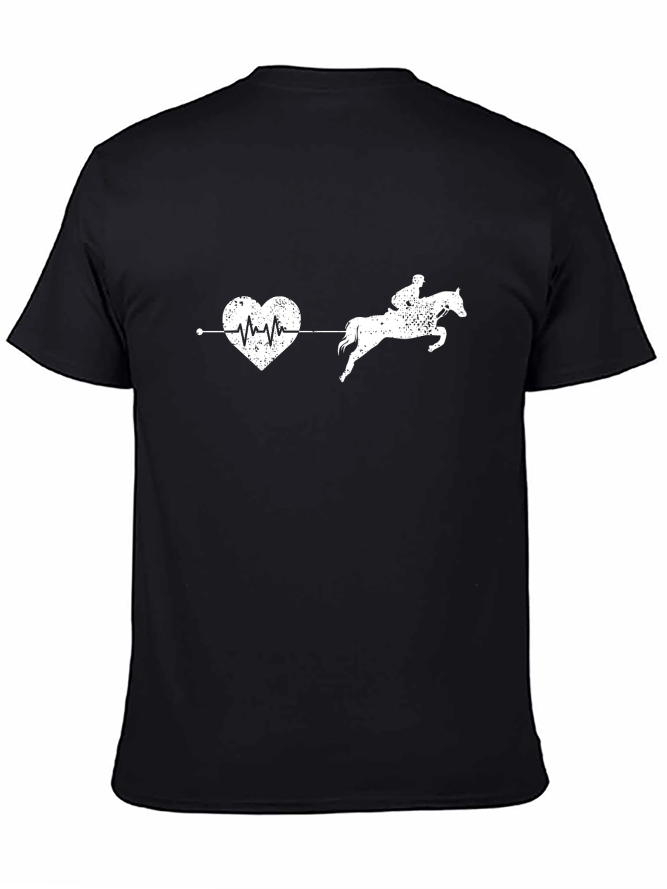 Black Equestrian Heartbeat T-Shirt - Love Horseback Riding view 4