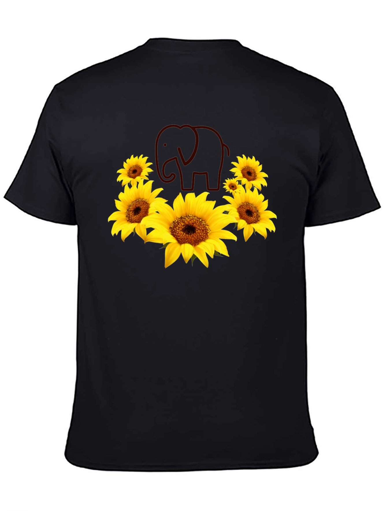 Black Sunflower Elephant Graphic Tee view 4