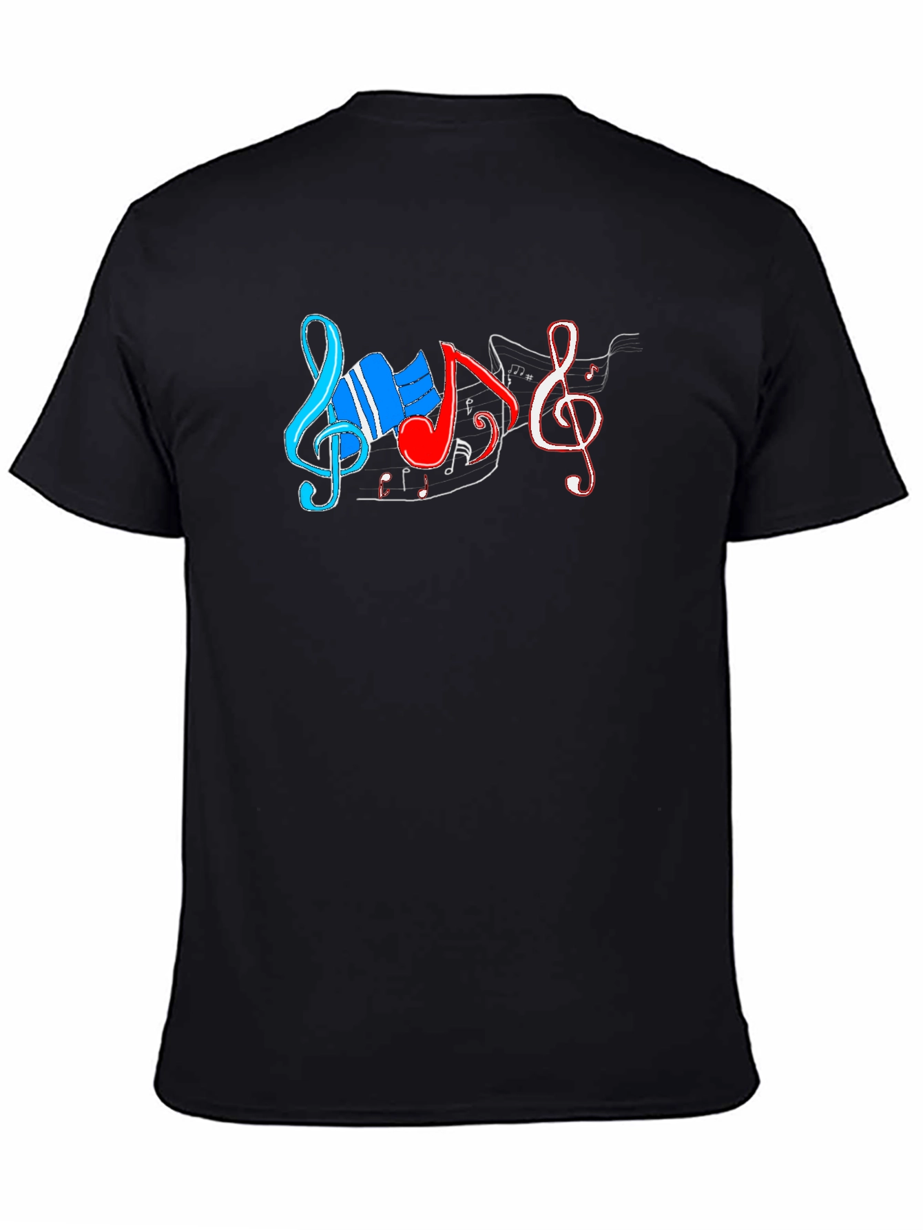 Black Music Notes Graphic T-Shirt - Black Cotton Tee view 4