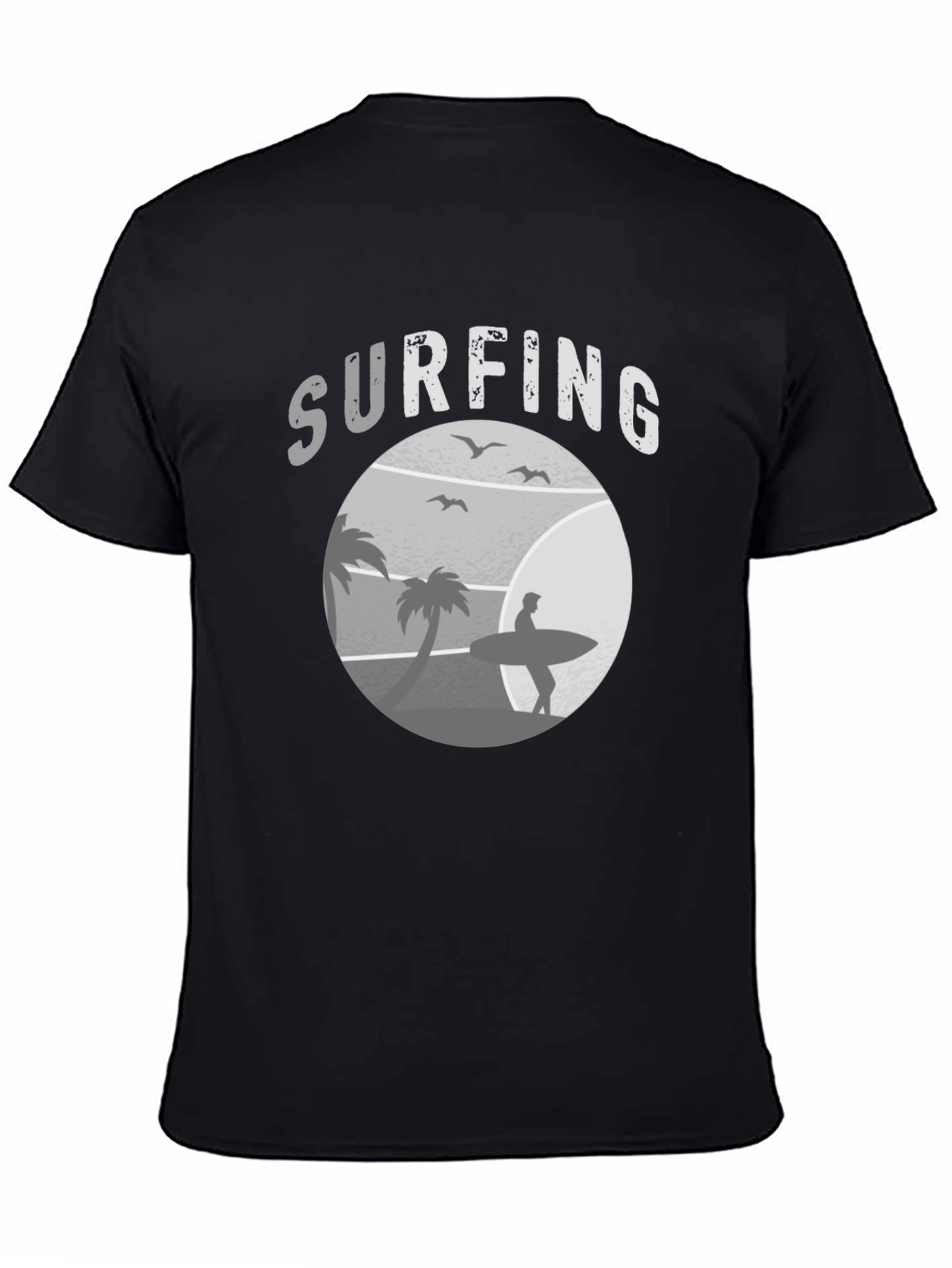 Black Surfing Scene Graphic Tee | Black view 4