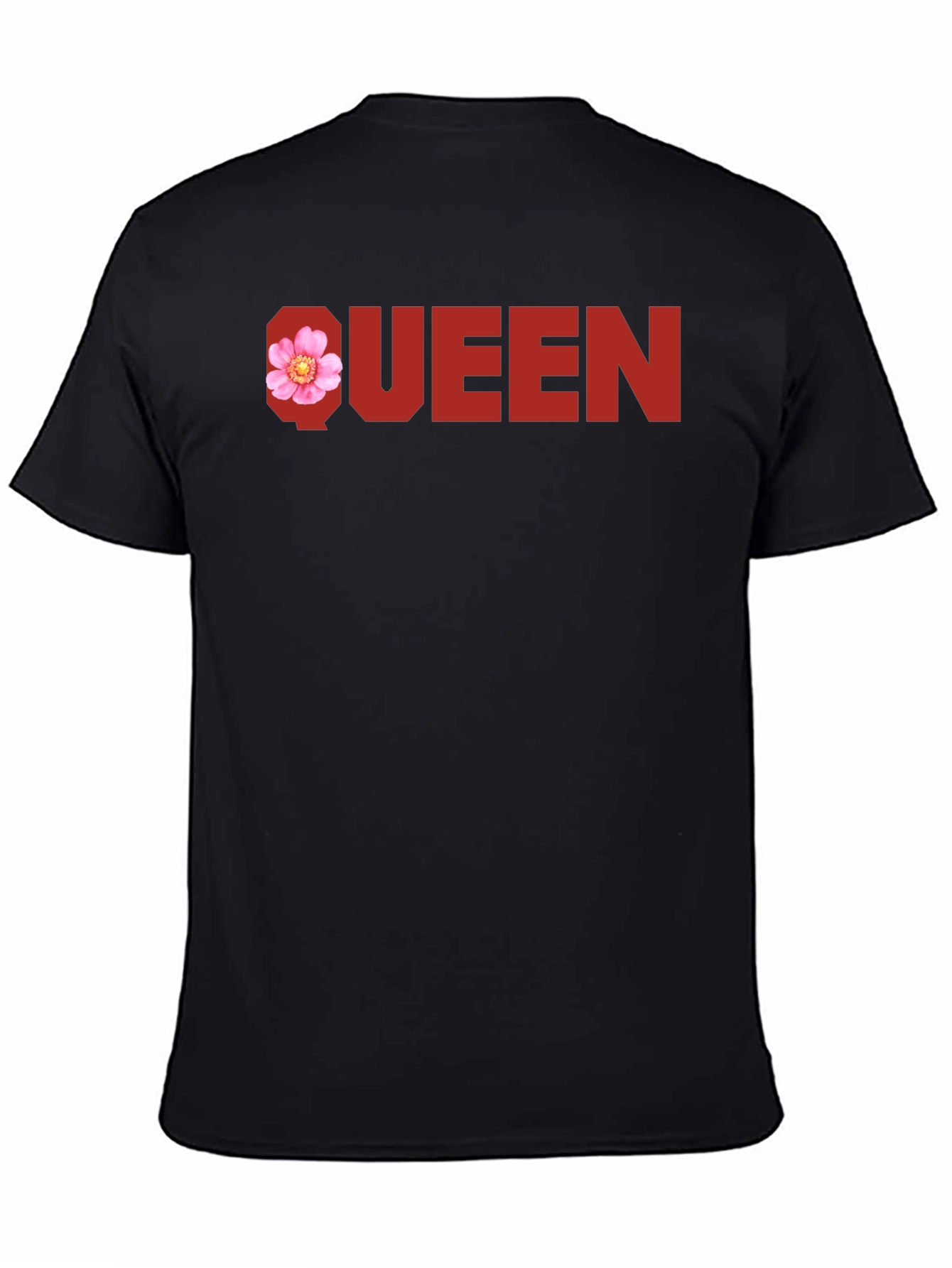 Black Queen Floral Graphic Tee - Black Cotton T-Shirt view 4