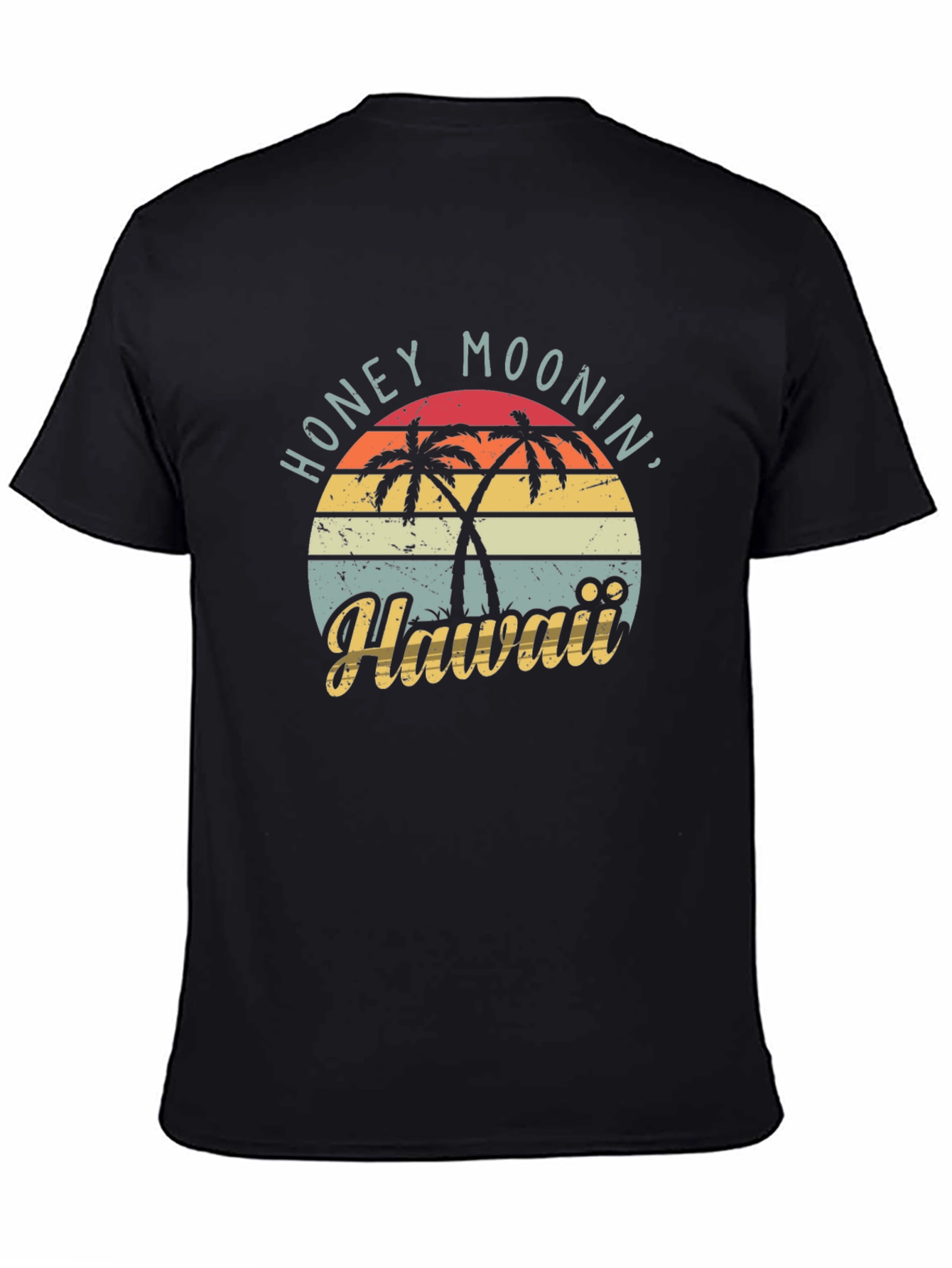 Black Retro Honeymoonin' Hawaii Graphic Tee - Black view 4