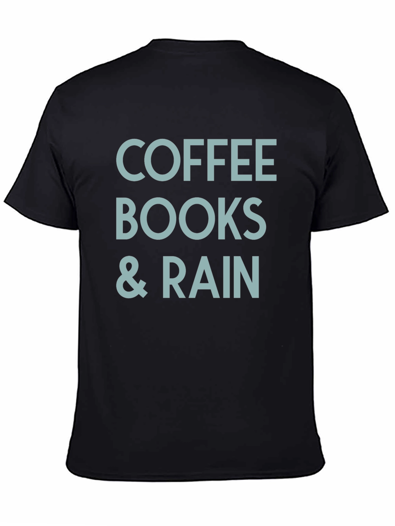 Black Coffee Books & Rain Graphic Tee - Unisex Cotton T-Shirt view 4