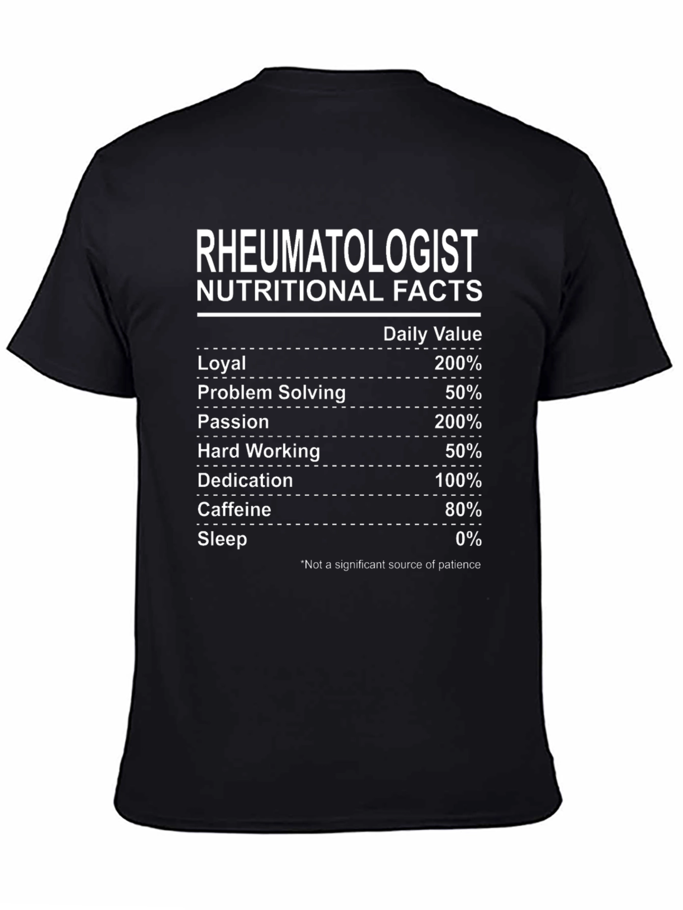 Black Rheumatologist Nutritional Facts T-Shirt view 4