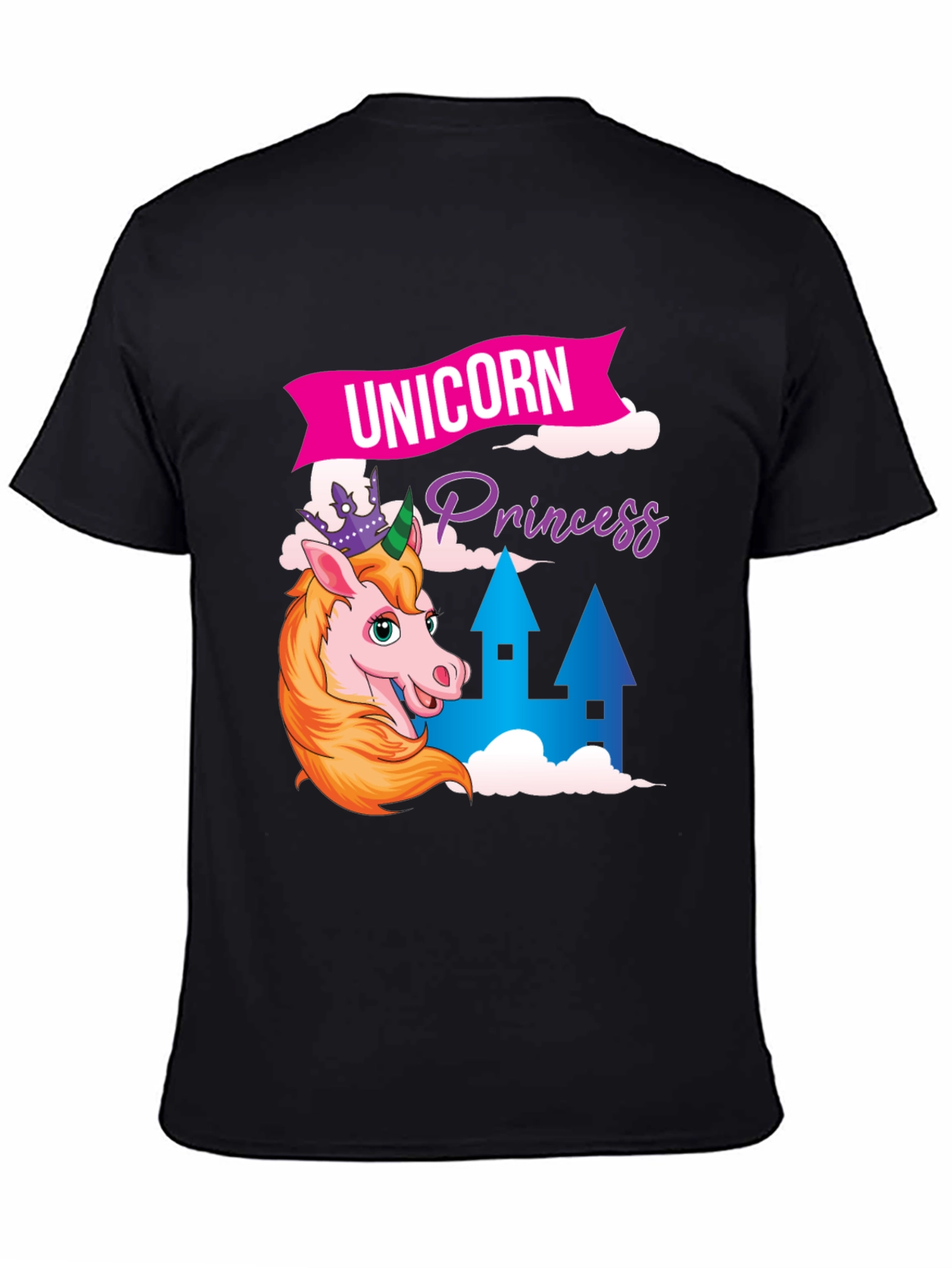 Black Unicorn Princess T-Shirt - Fun Graphic Tee view 4