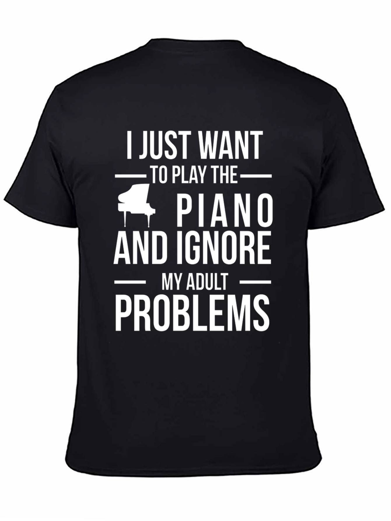 Black Piano Lover T-Shirt: Ignore Adult Problems Tee view 4