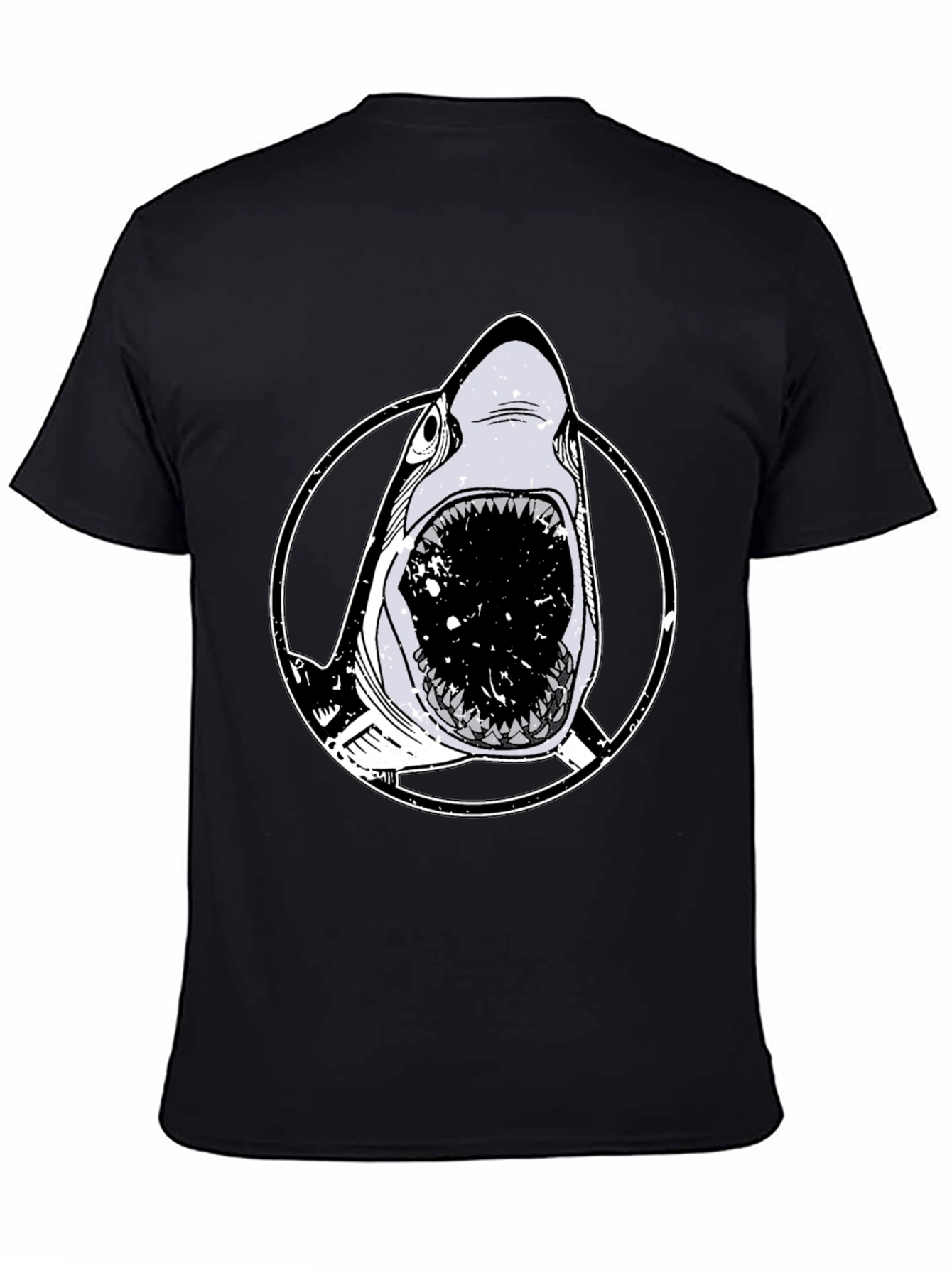 Black Men's Black Shark Graphic T-Shirt view 4