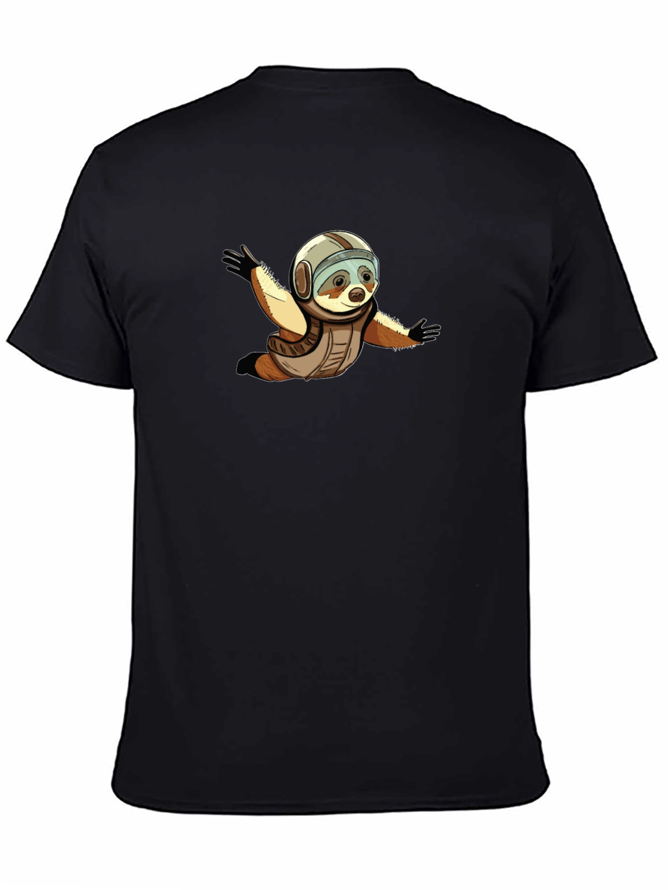 Black Sloth Skydiver Graphic T-Shirt - Black Cotton Tee view 4